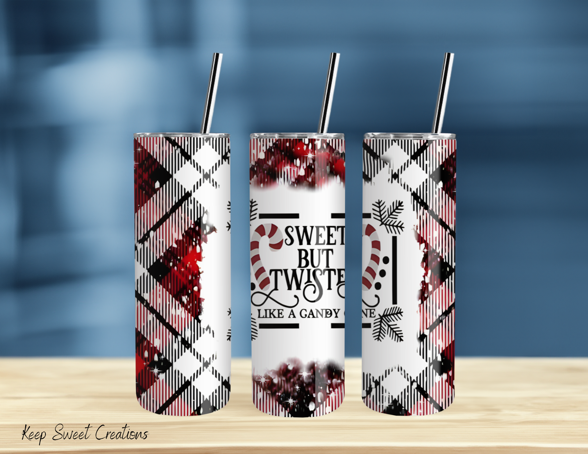 Sweet But Twisted Tumbler | Christmas Candy Cane Plaid Cup