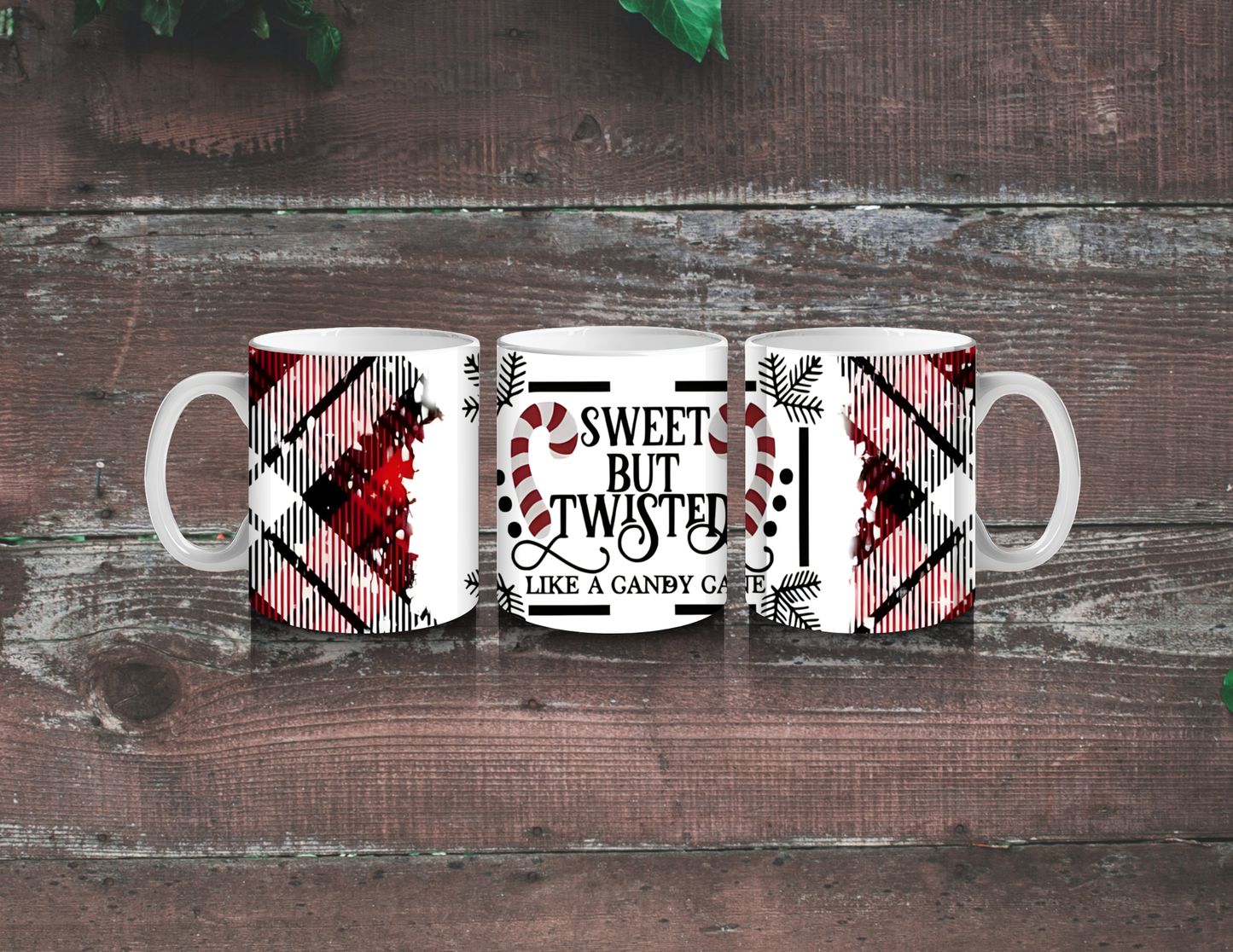 Sweet But Twisted Tumbler | Christmas Candy Cane Plaid Cup