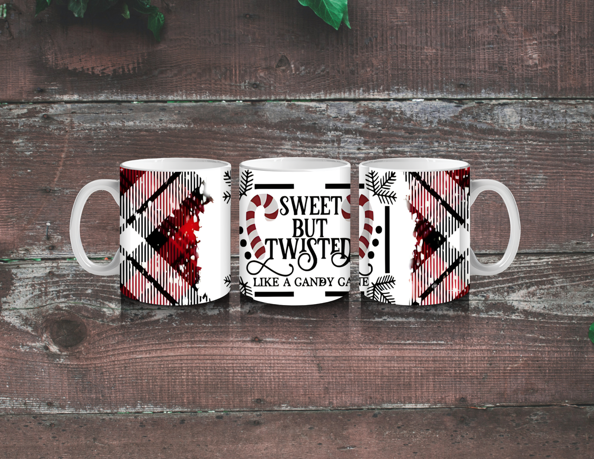 Sweet But Twisted Tumbler | Christmas Candy Cane Plaid Cup