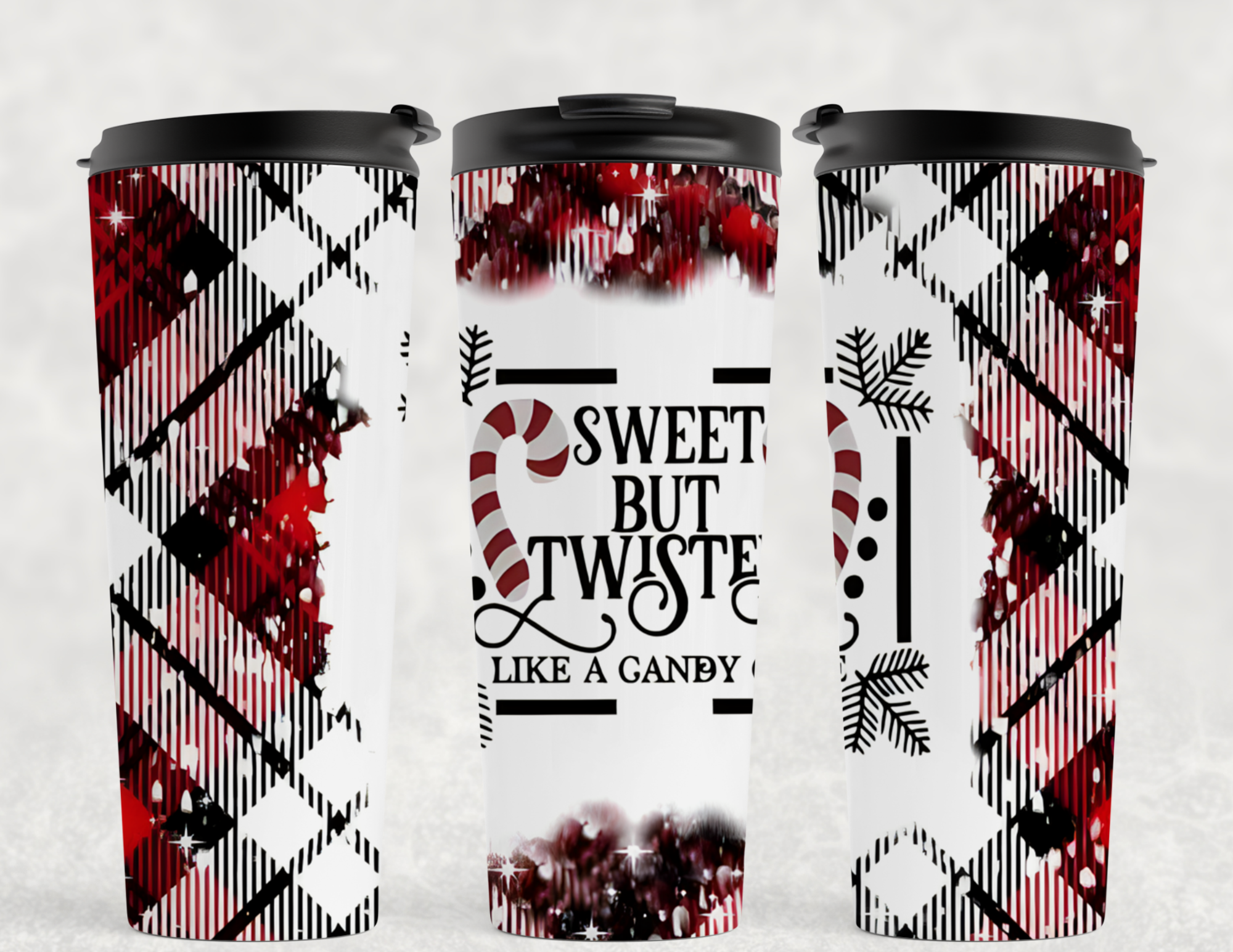 Sweet But Twisted Tumbler | Christmas Candy Cane Plaid Cup