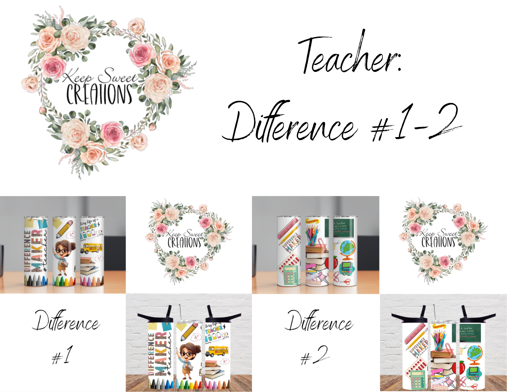 Teacher Tumbler – School Supply & Teacher Character Designs