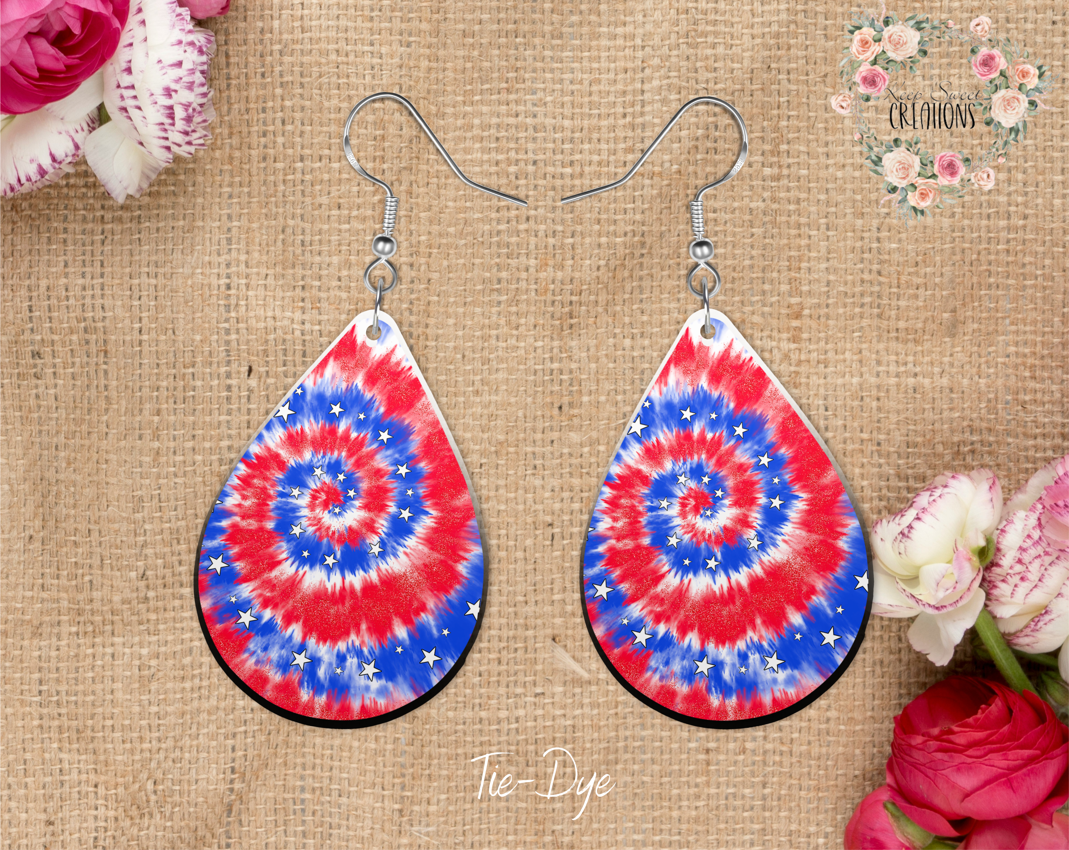 Patriotic Teardrop Earrings – American Flag Dangle Jewelry