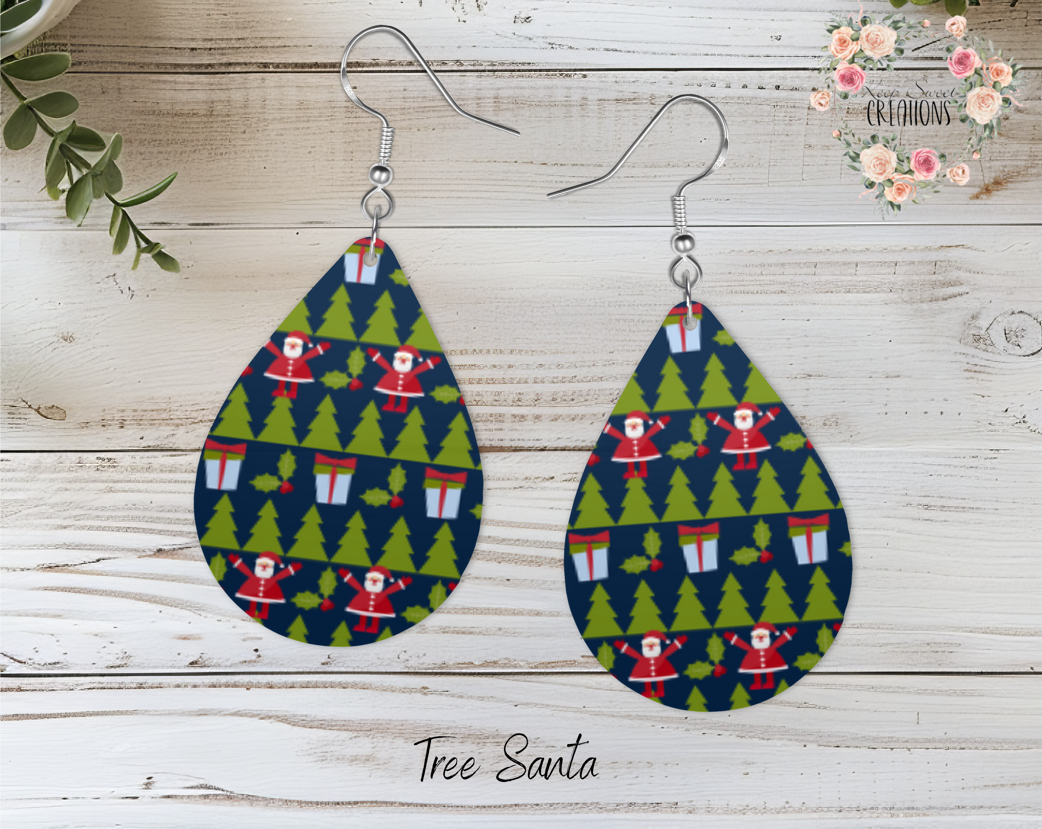Christmas Santa Teardrop Earrings – Festive Holiday Jewelry