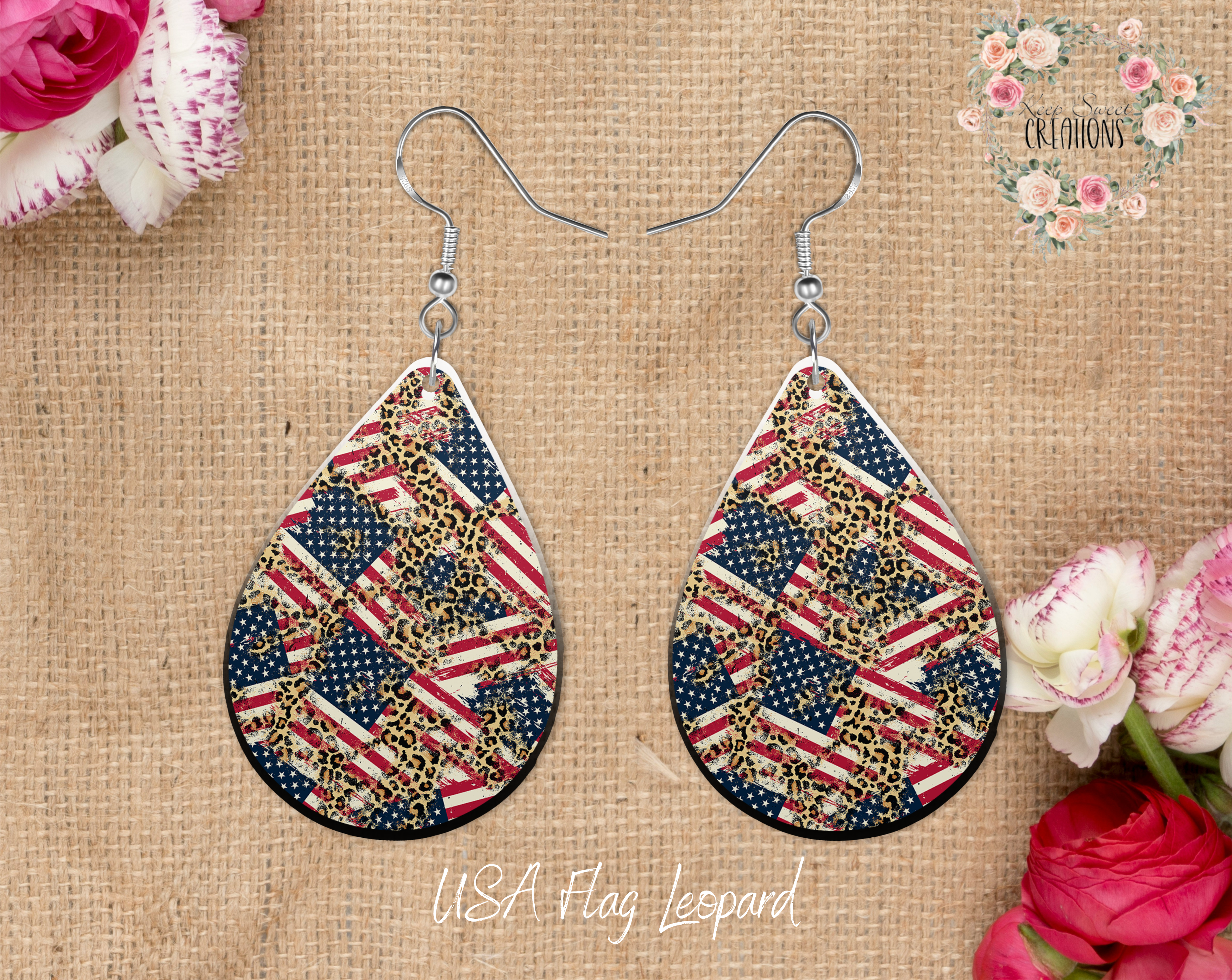 Patriotic Teardrop Earrings – American Flag Dangle Jewelry