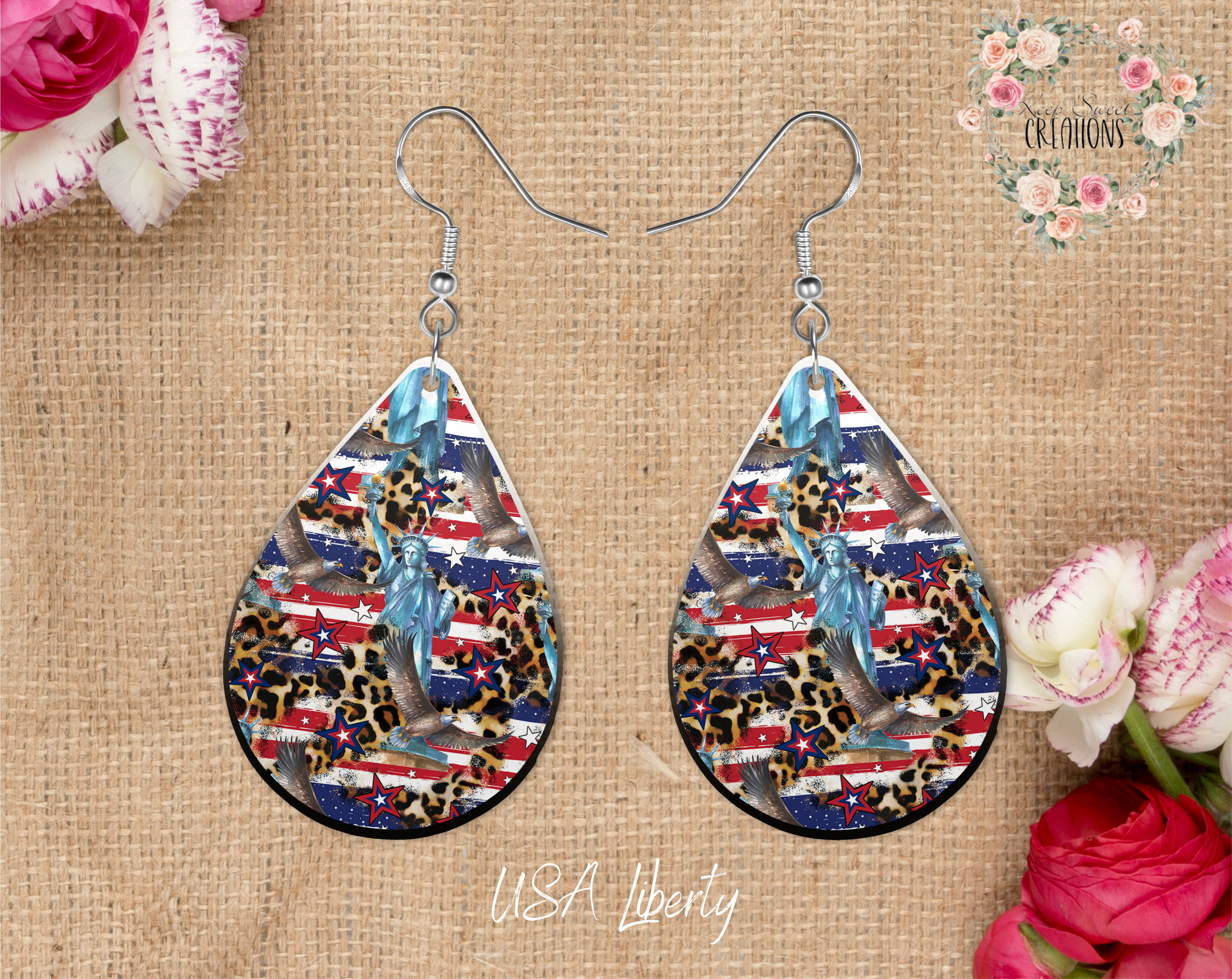 Patriotic Teardrop Earrings – American Flag Dangle Jewelry