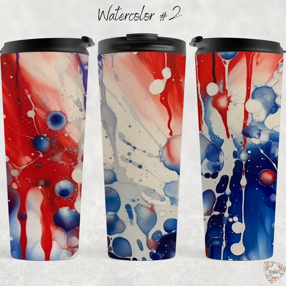 Watercolor #2 Patriotic Tumbler Collection – Artistic with a Bold Splash