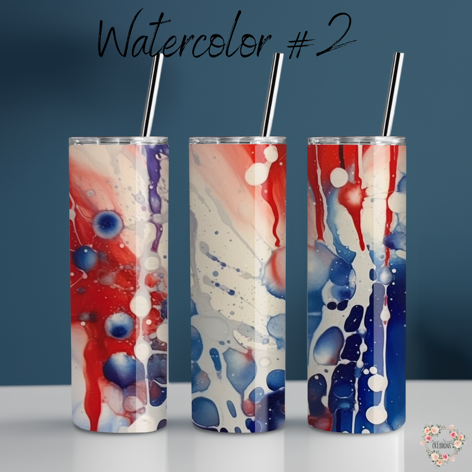 Watercolor #2 Patriotic Tumbler Collection – Artistic with a Bold Splash