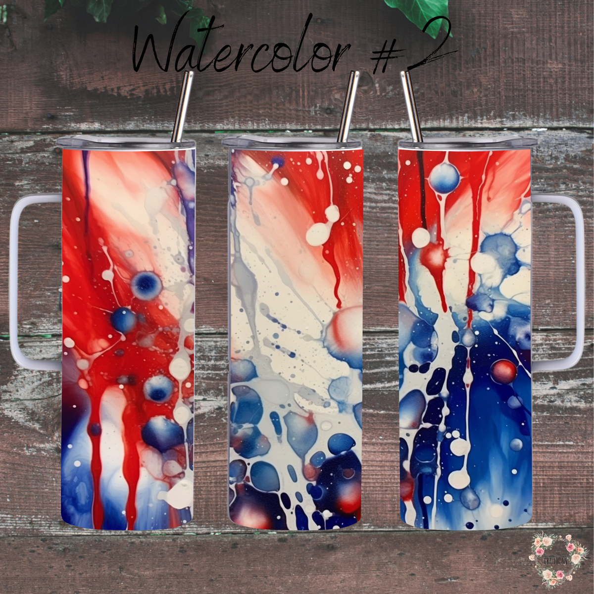 Watercolor #2 Patriotic Tumbler Collection – Artistic with a Bold Splash
