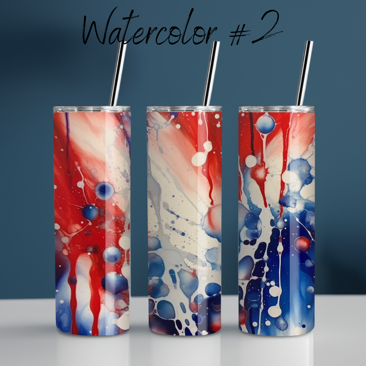 Watercolor #2 Patriotic Tumbler Collection – Artistic with a Bold Splash