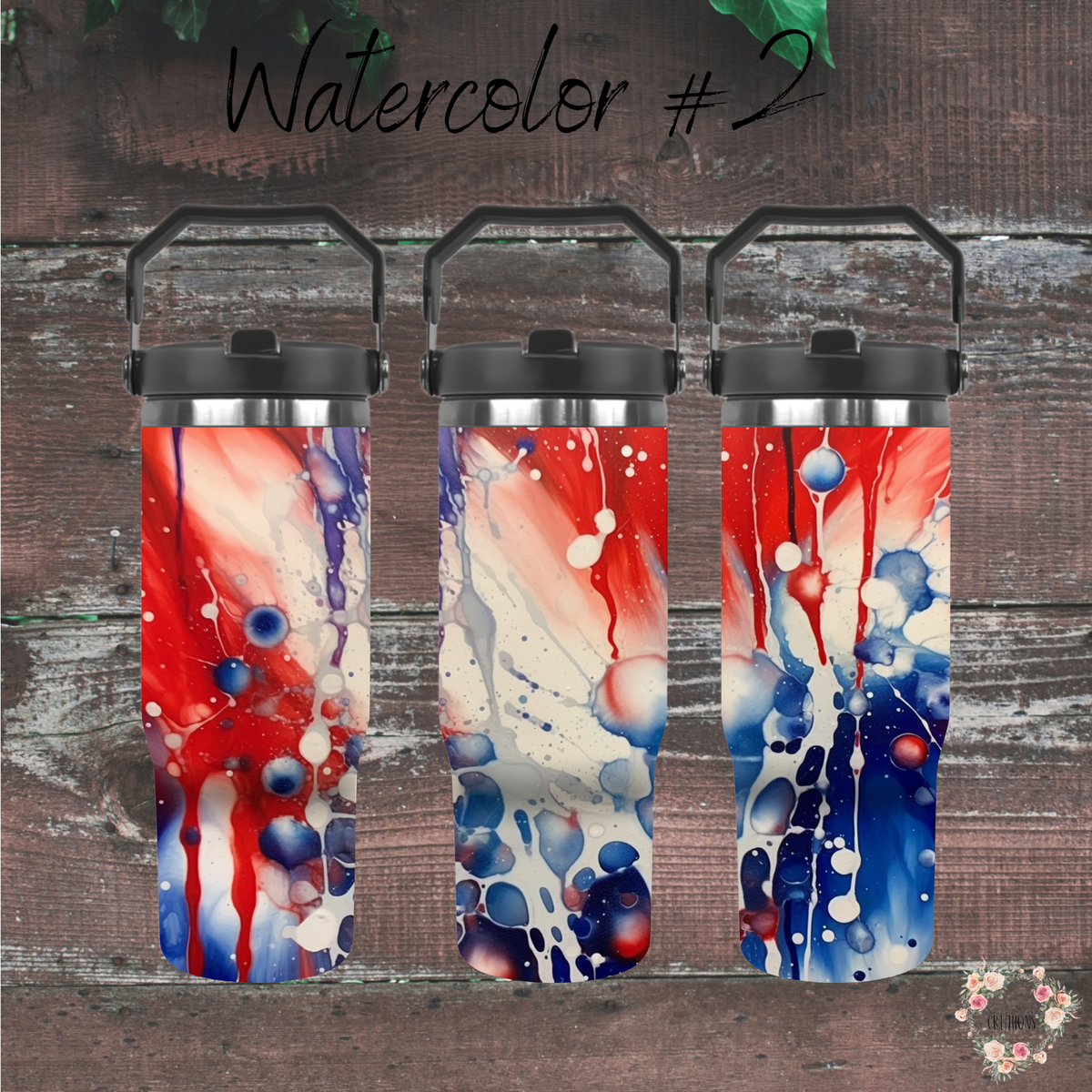 Watercolor #2 Patriotic Tumbler Collection – Artistic with a Bold Splash