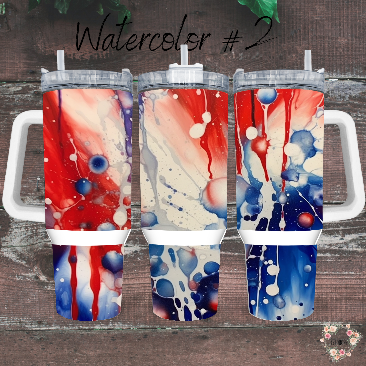 Watercolor #2 Patriotic Tumbler Collection – Artistic with a Bold Splash