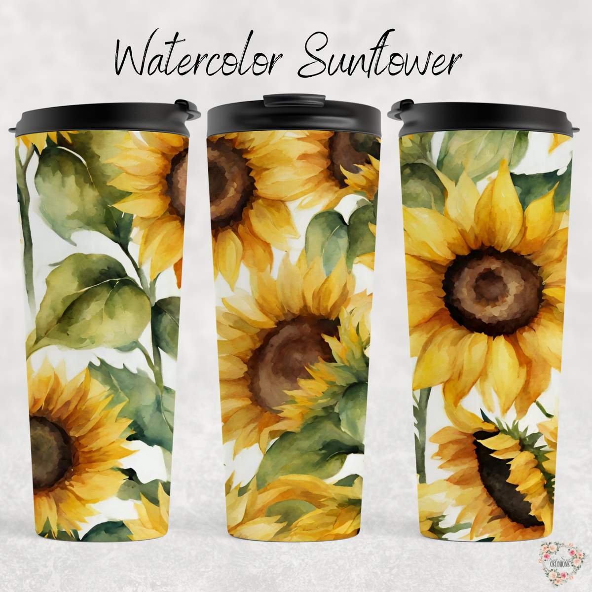 Sunflower tumbler – rustic yellow floral drinkware