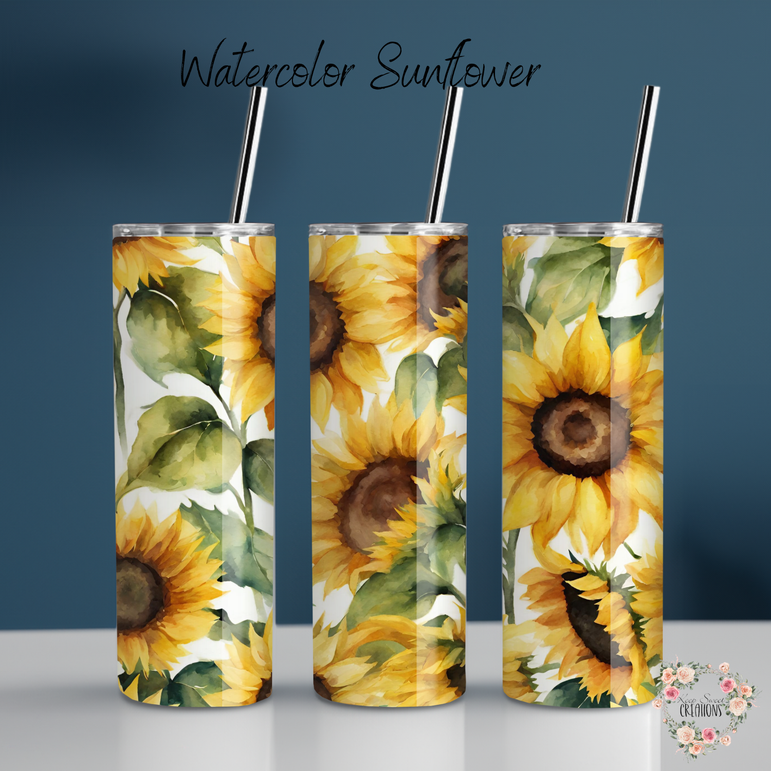 Sunflower tumbler – rustic yellow floral drinkware