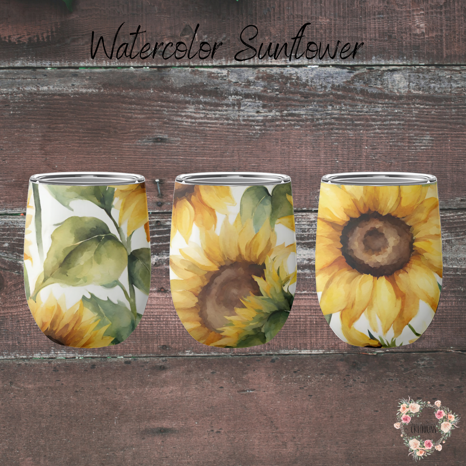 Sunflower tumbler – rustic yellow floral drinkware