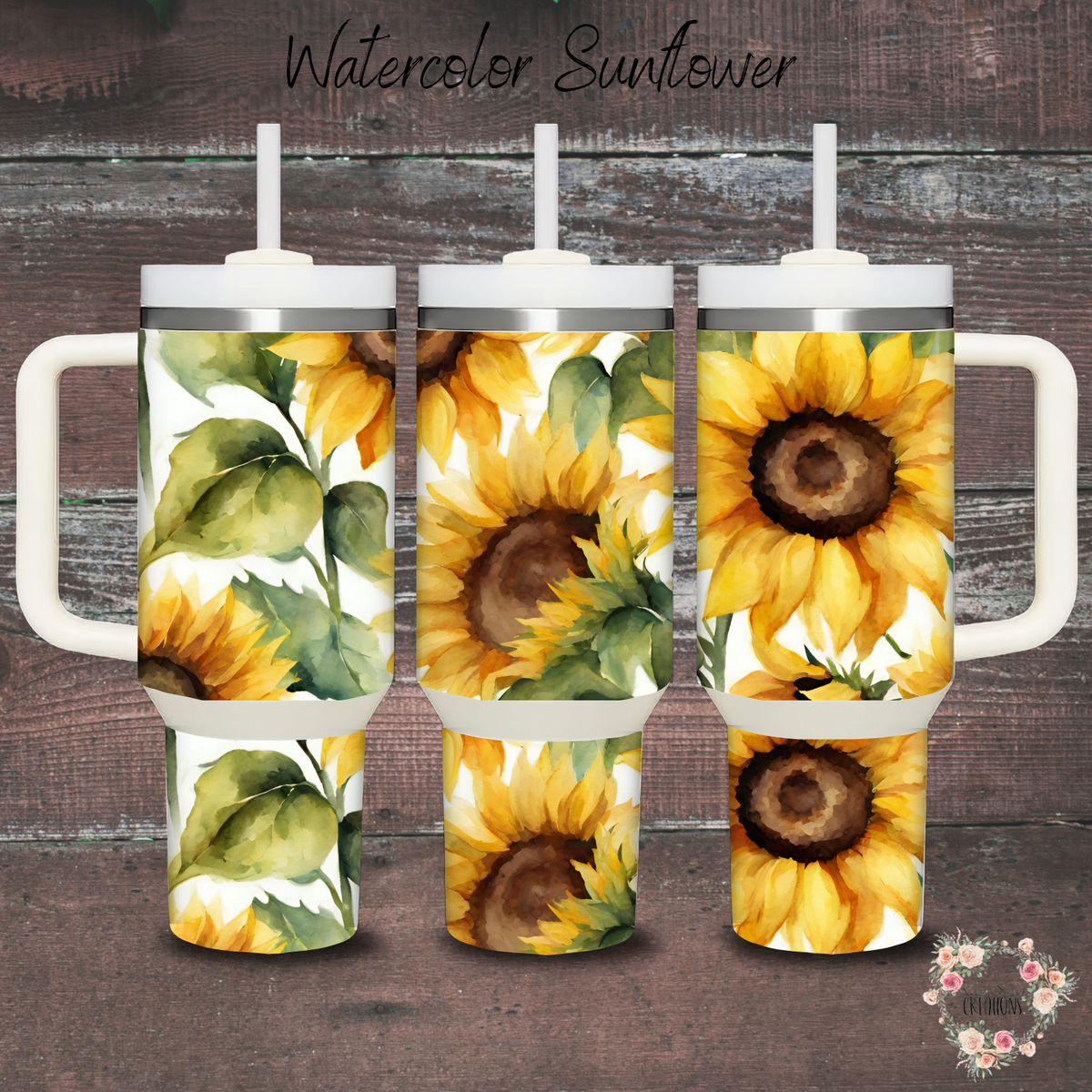 Sunflower tumbler – rustic yellow floral drinkware
