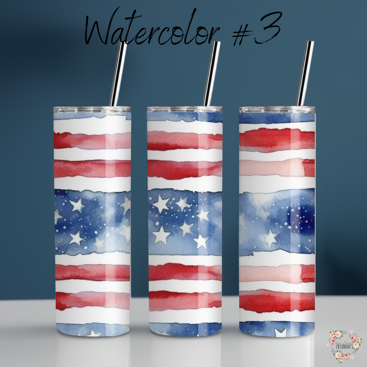 Watercolor #3 Patriotic Tumbler Collection – Rustic American Charm