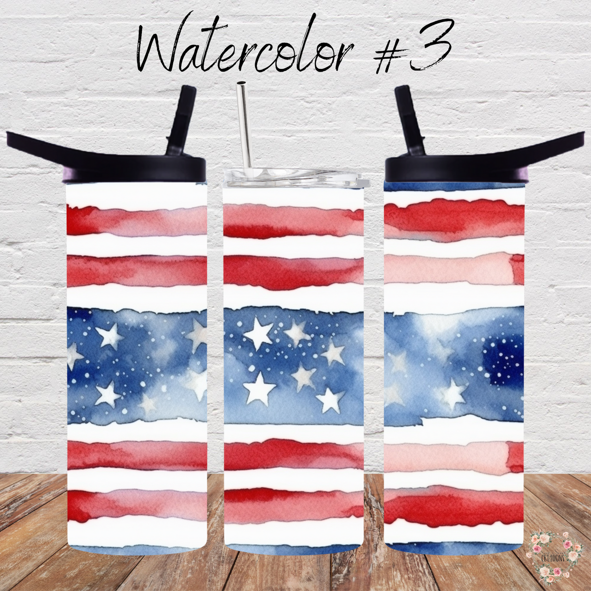 Watercolor #3 Patriotic Tumbler Collection – Rustic American Charm