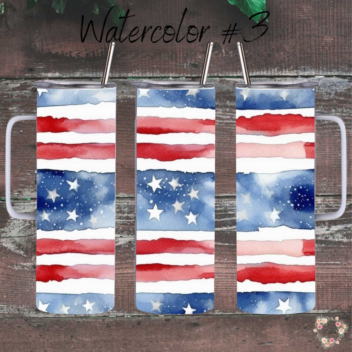 Watercolor #3 Patriotic Tumbler Collection – Rustic American Charm