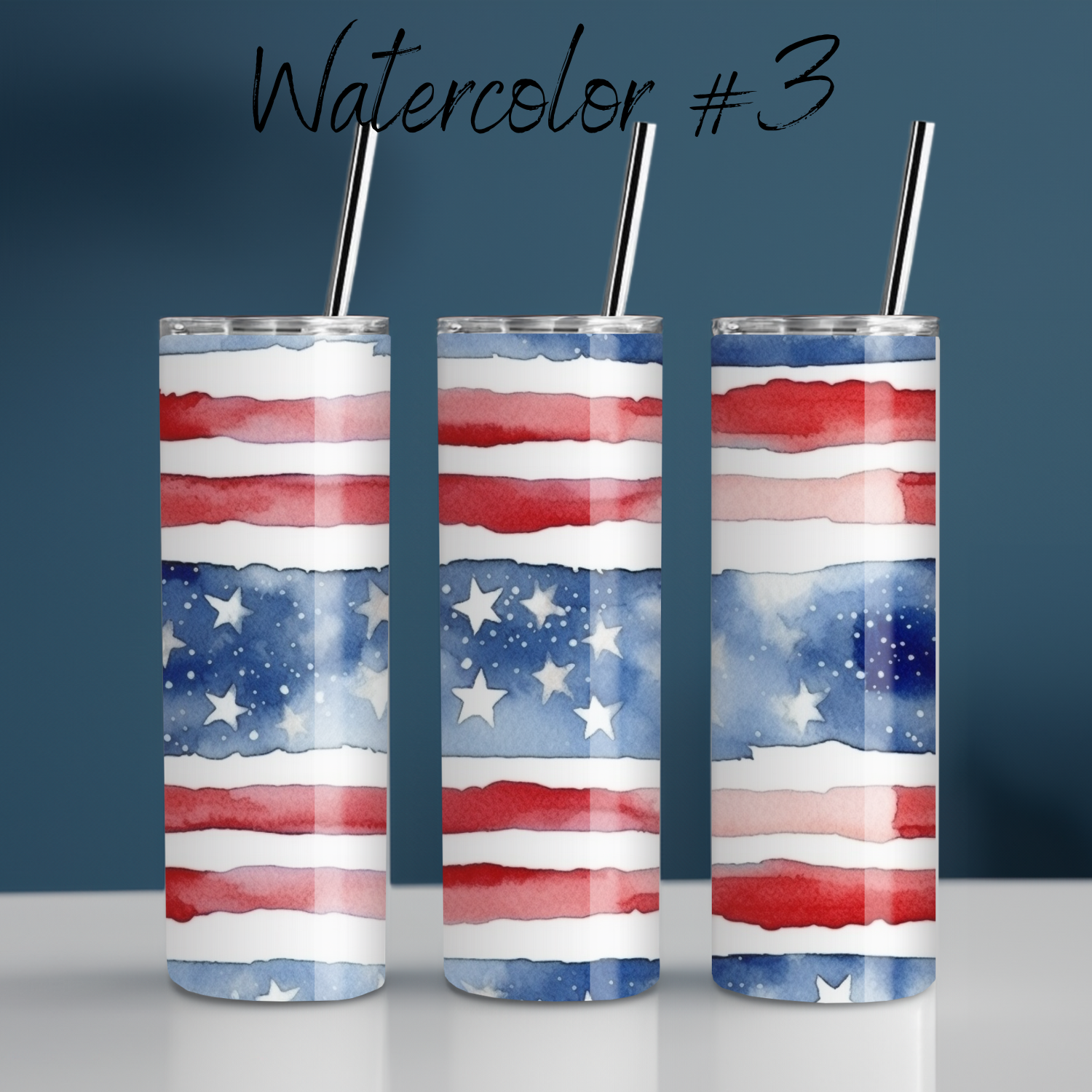 Watercolor #3 Patriotic Tumbler Collection – Rustic American Charm