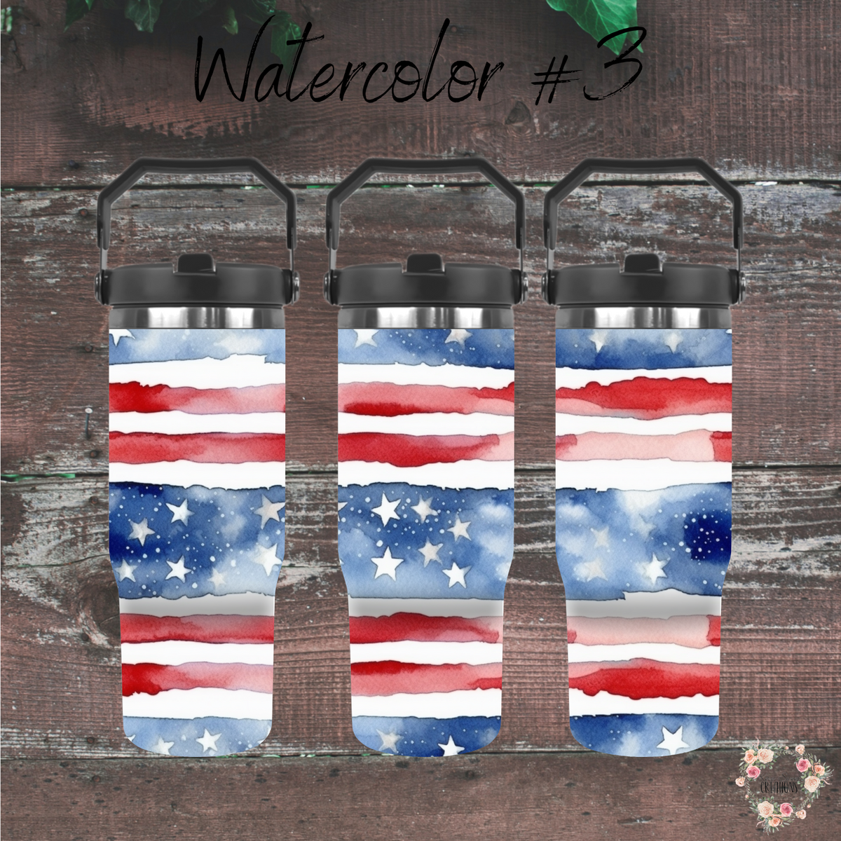 Watercolor #3 Patriotic Tumbler Collection – Rustic American Charm