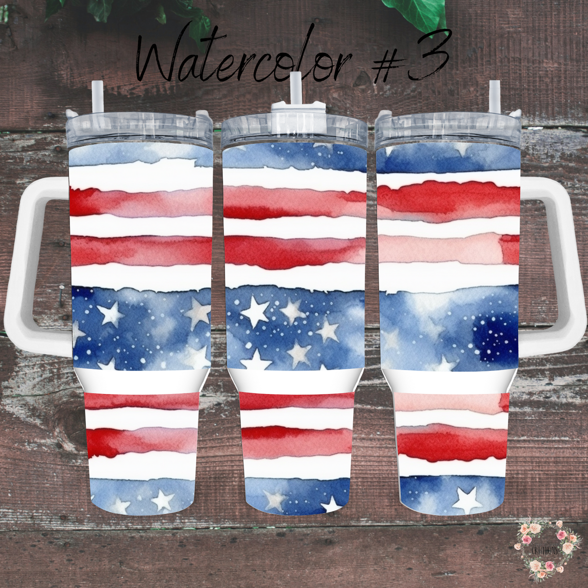 Watercolor #3 Patriotic Tumbler Collection – Rustic American Charm