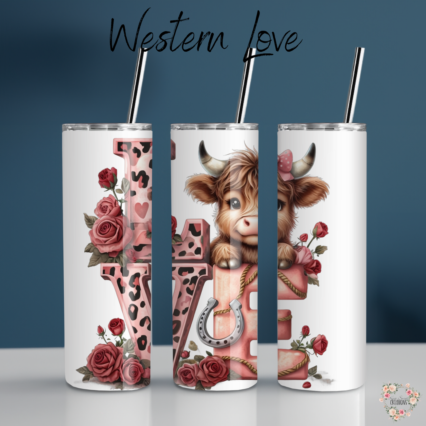 Western Love Highland Cow Tumbler