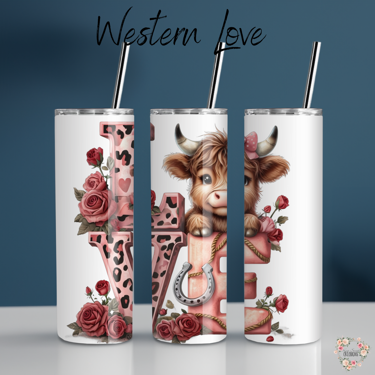 Western Love Highland Cow Tumbler