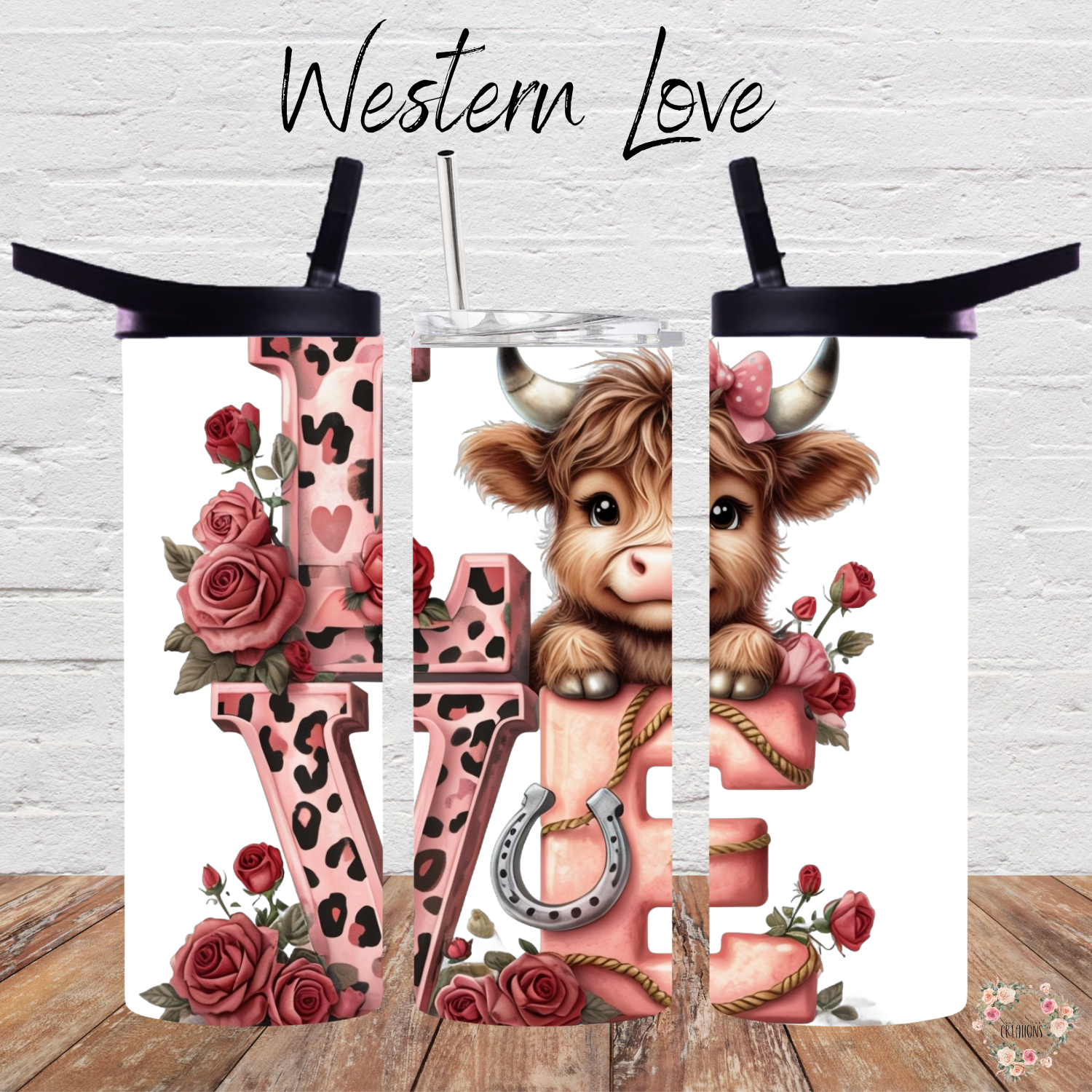 Western Love Highland Cow Tumbler