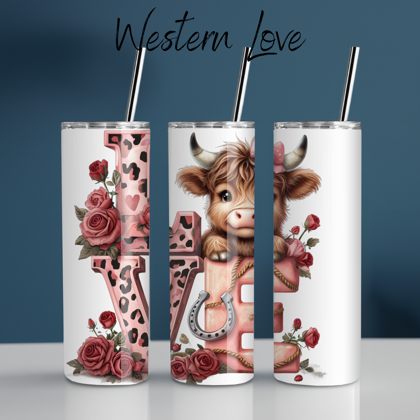 Western Love Highland Cow Tumbler