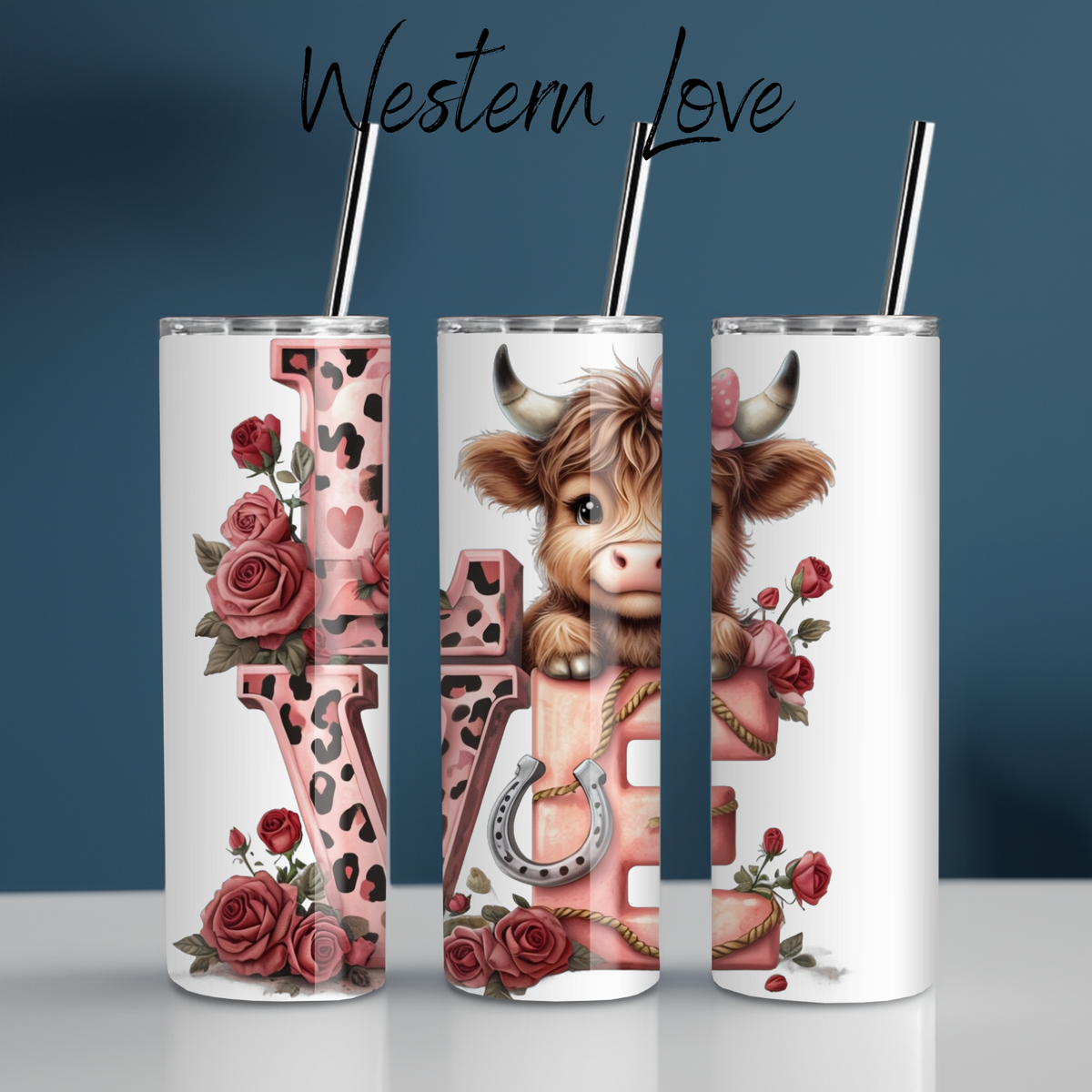 Western Love Highland Cow Tumbler