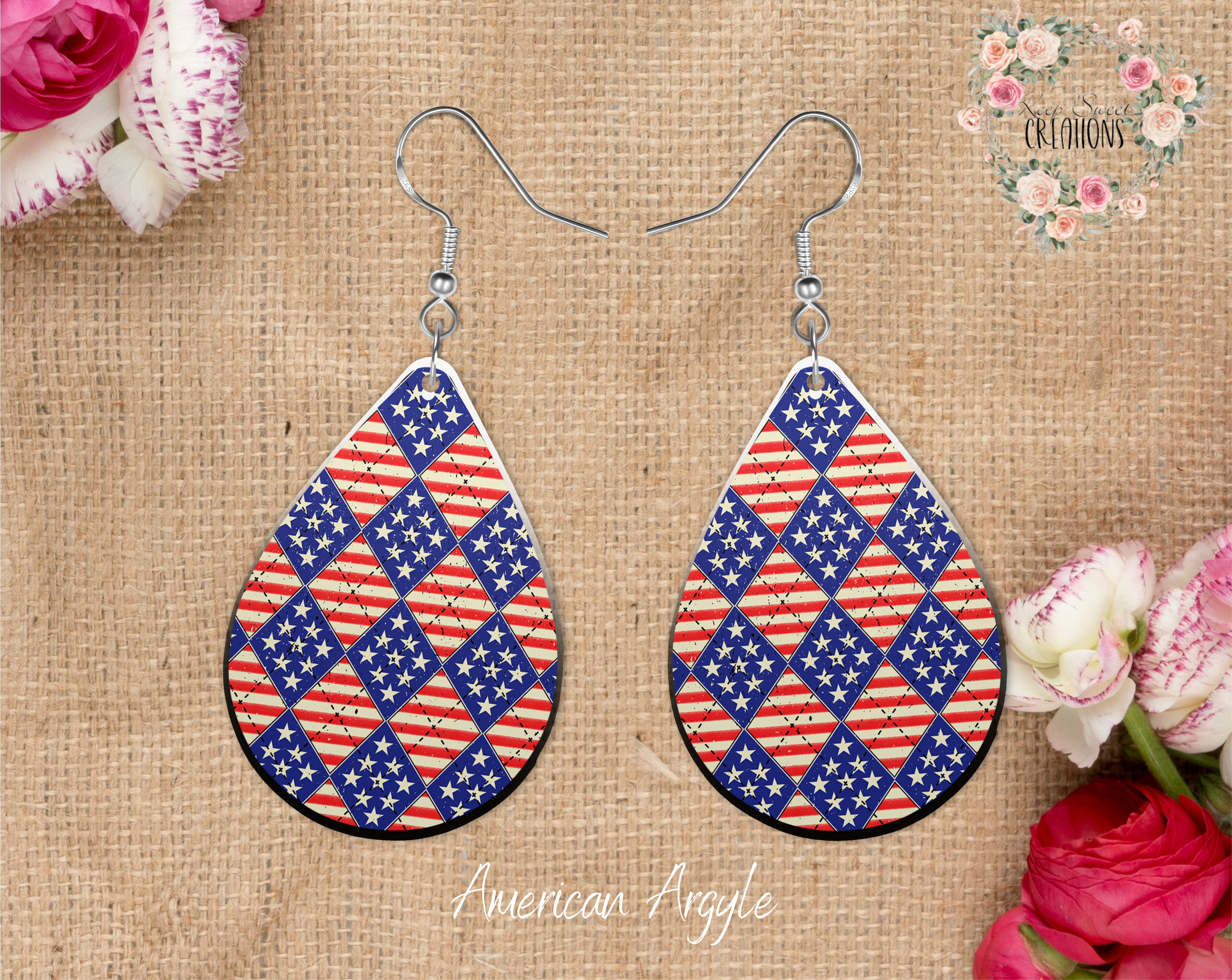 Patriotic Teardrop Earrings – American Flag Dangle Jewelry