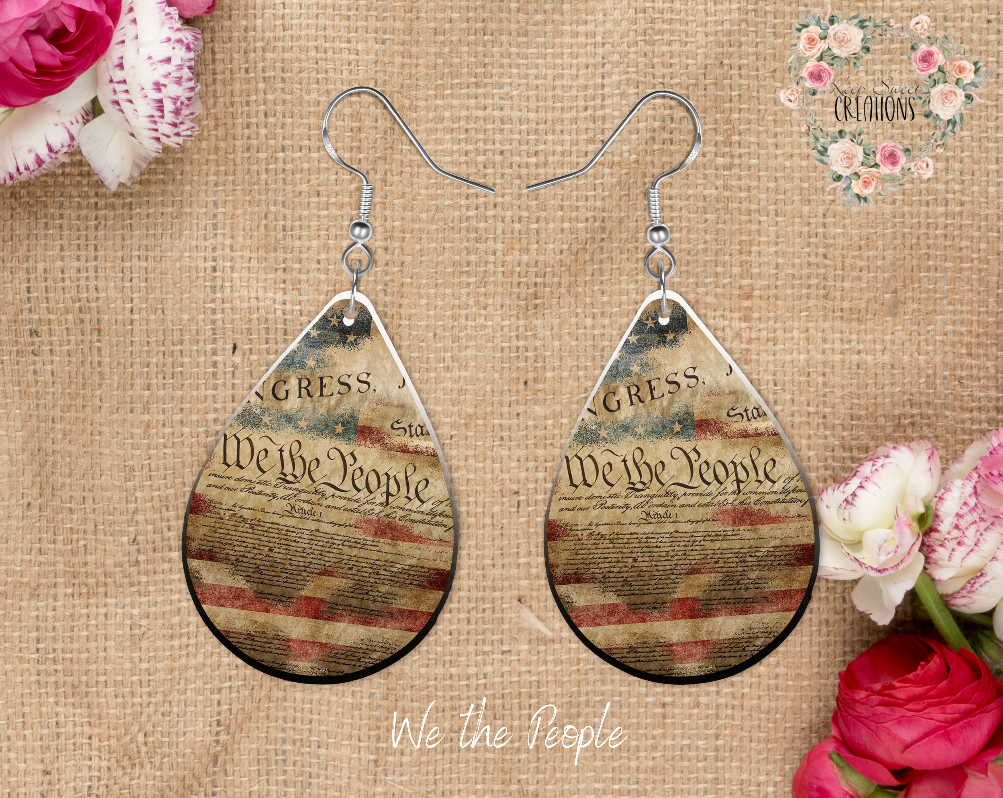 Patriotic Teardrop Earrings – American Flag Dangle Jewelry