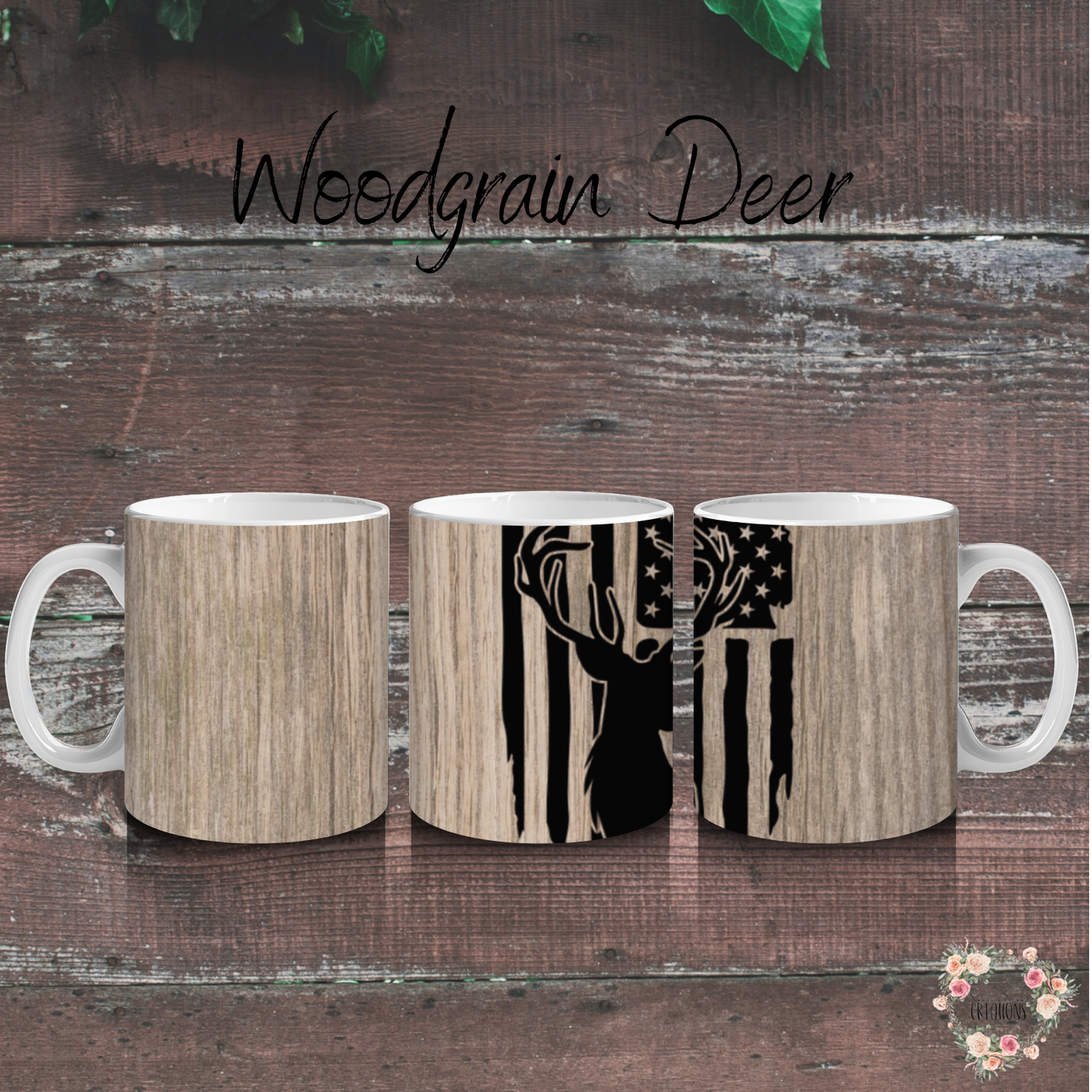 Woodgrain Deer Tumbler – Rustic Insulated Cup | Hunting & Cabin Gift