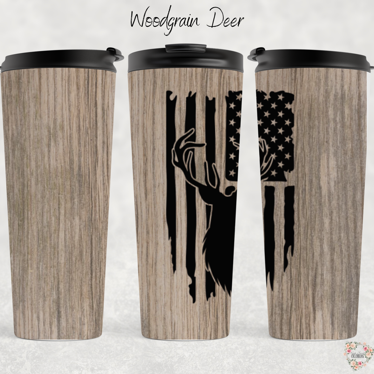 Woodgrain Deer Tumbler – Rustic Insulated Cup | Hunting & Cabin Gift