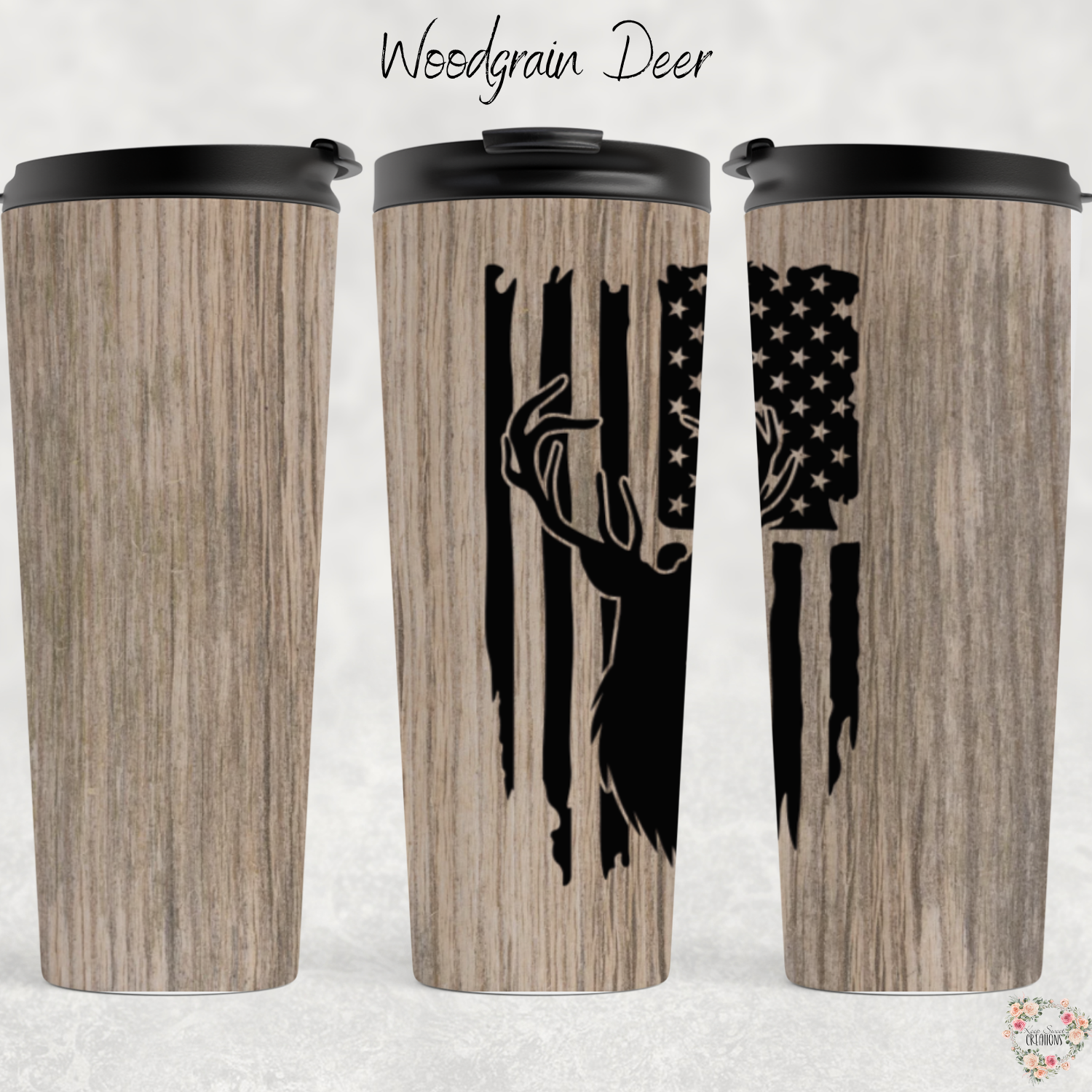 Woodgrain Deer Tumbler – Rustic Insulated Cup | Hunting & Cabin Gift