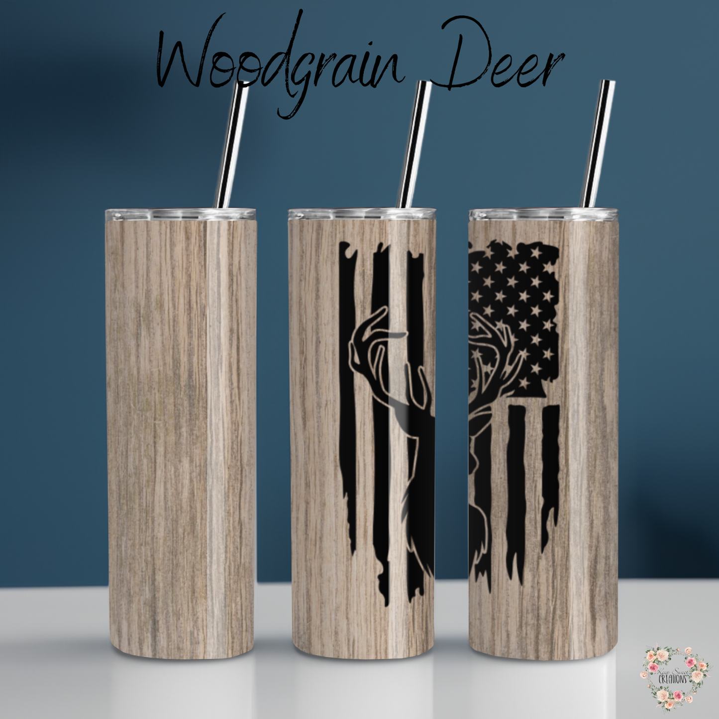 Woodgrain Deer Tumbler – Rustic Insulated Cup | Hunting & Cabin Gift