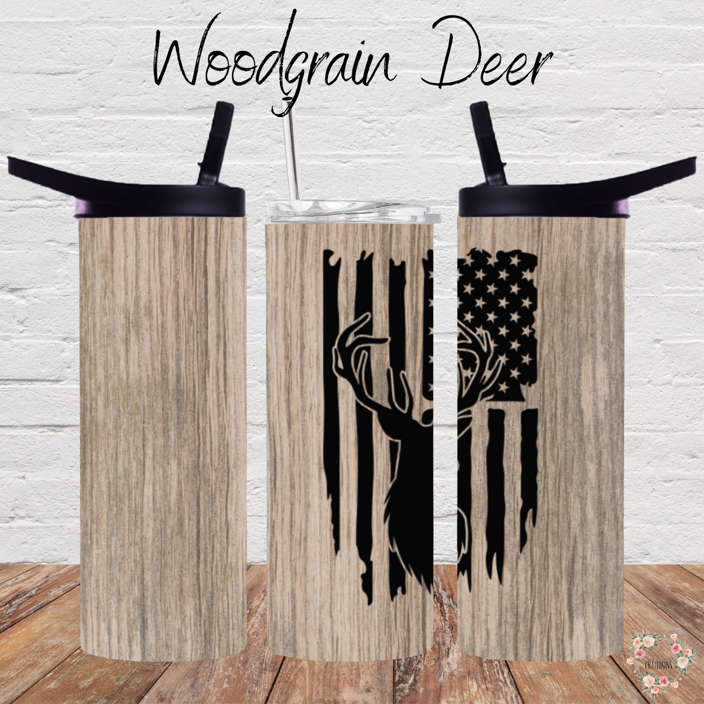 Woodgrain Deer Tumbler – Rustic Insulated Cup | Hunting & Cabin Gift