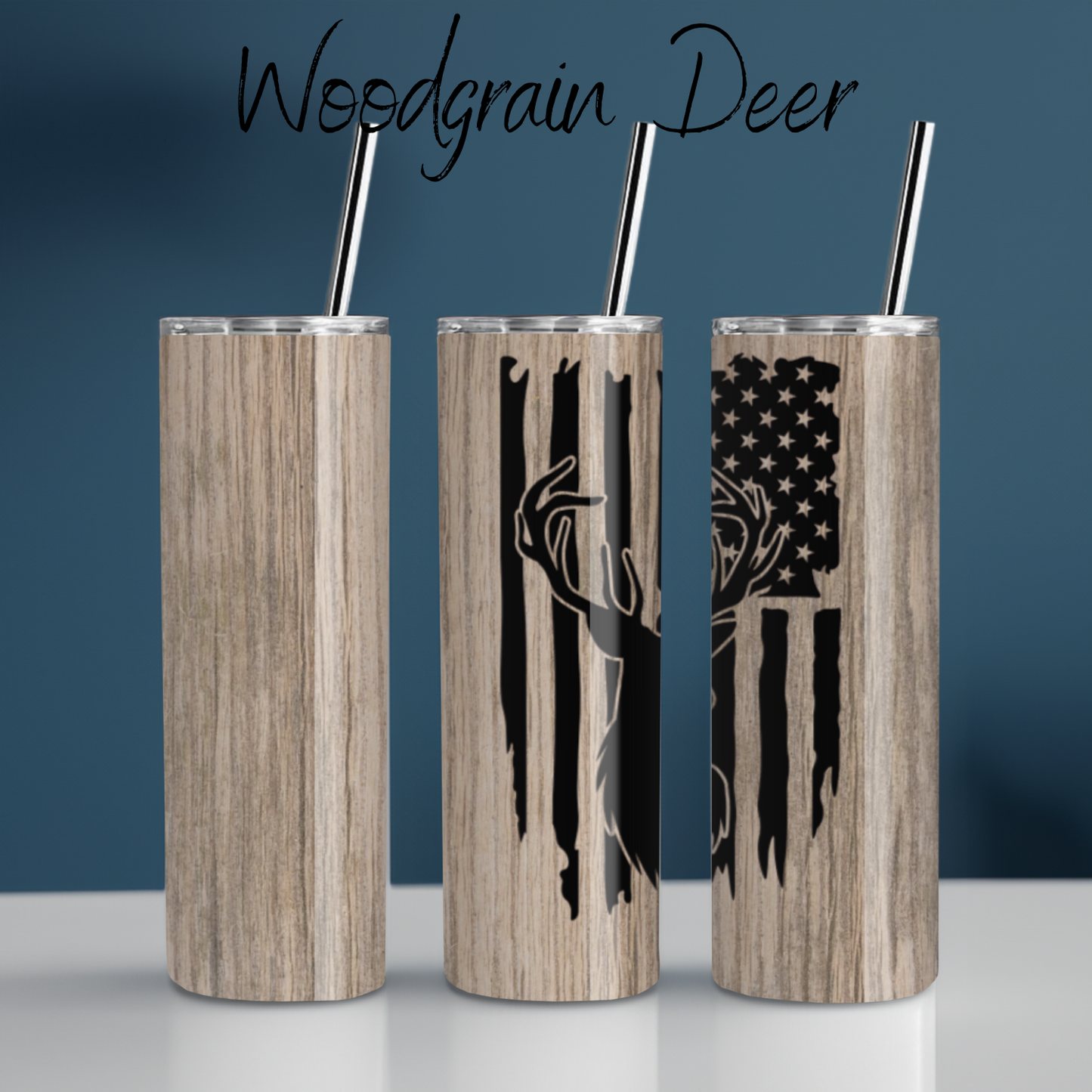 Woodgrain Deer Tumbler – Rustic Insulated Cup | Hunting & Cabin Gift