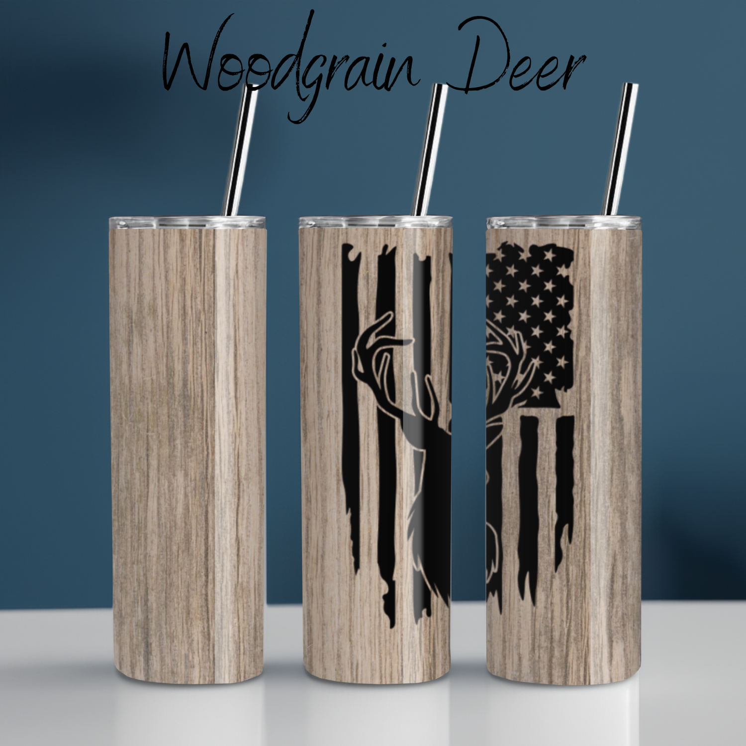 Woodgrain Deer Tumbler – Rustic Insulated Cup | Hunting & Cabin Gift
