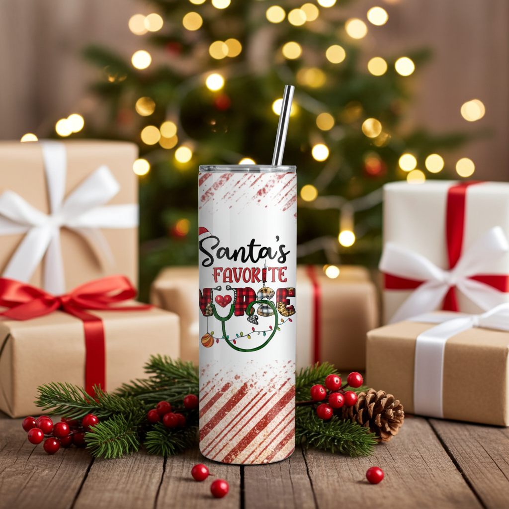 Santa’s Favorite Nurse Tumbler | Christmas Nurse Cup