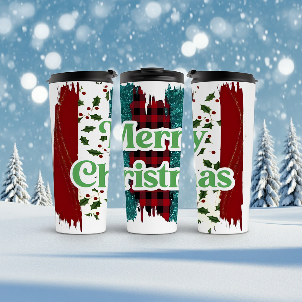 Merry Christmas Drip Tumbler | Red & Green Holiday Cup
