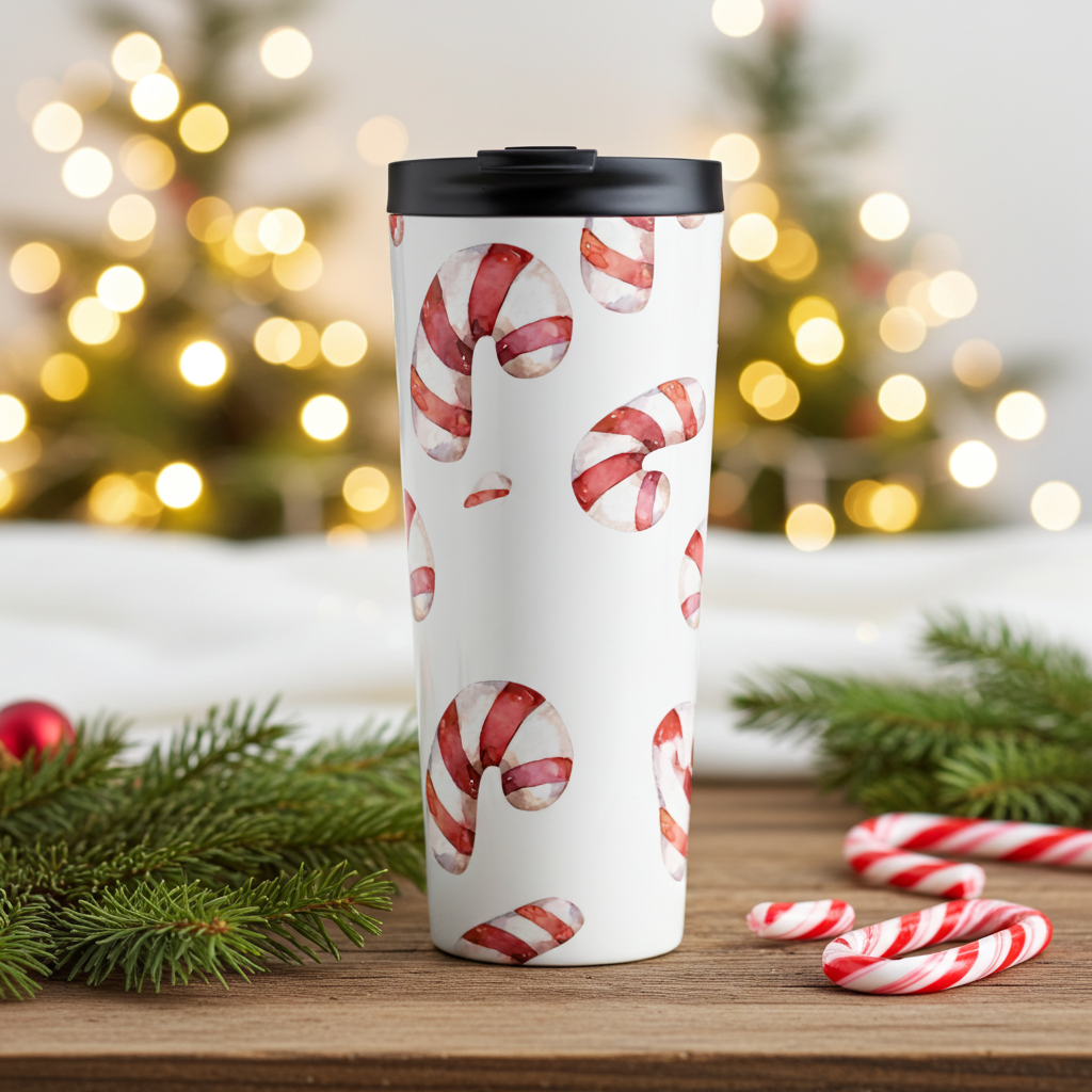 Candy Cane Christmas Tumbler & Mug | Holiday Peppermint Cup