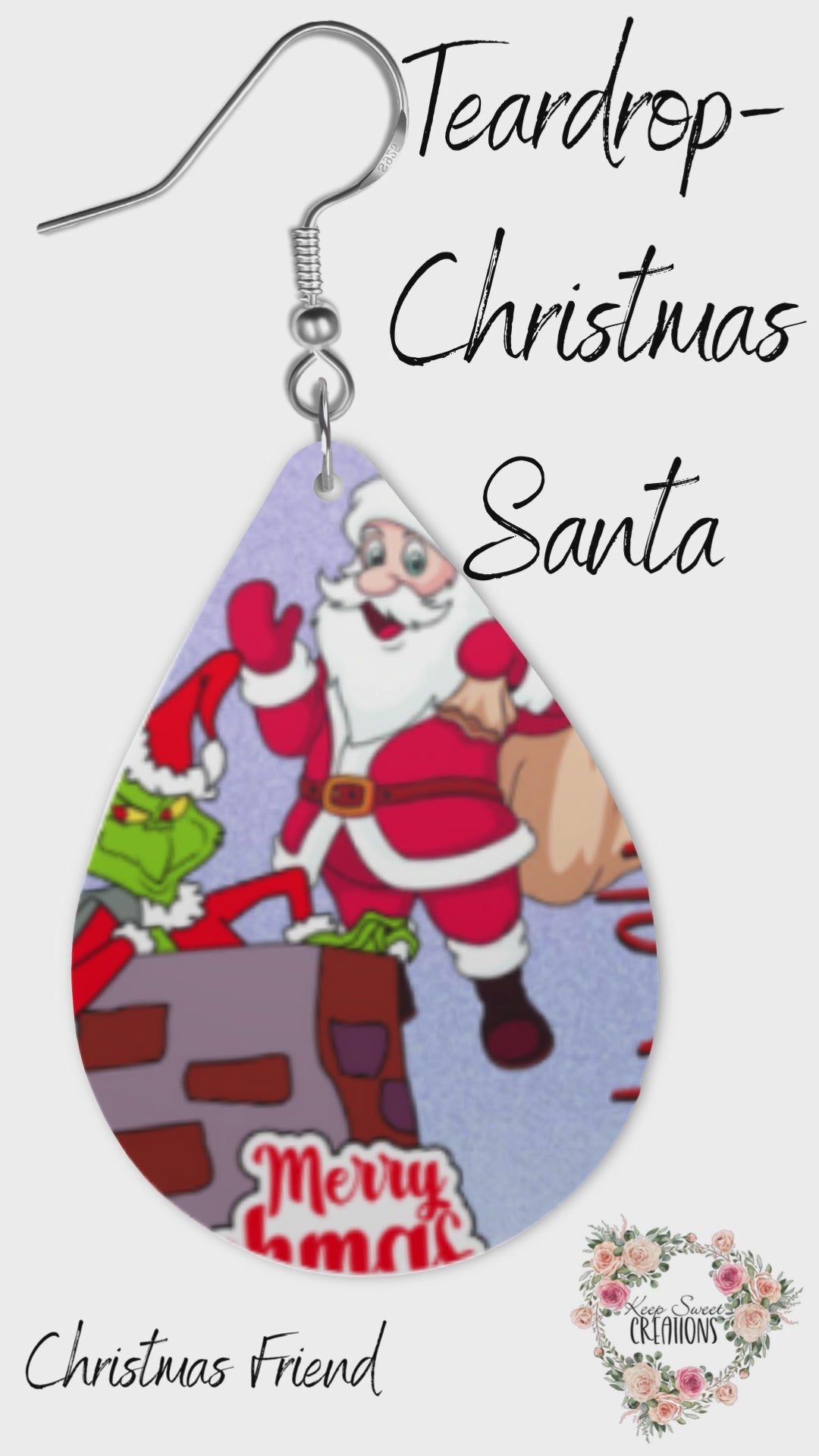 Christmas Santa Teardrop Earrings – Festive Holiday Jewelry