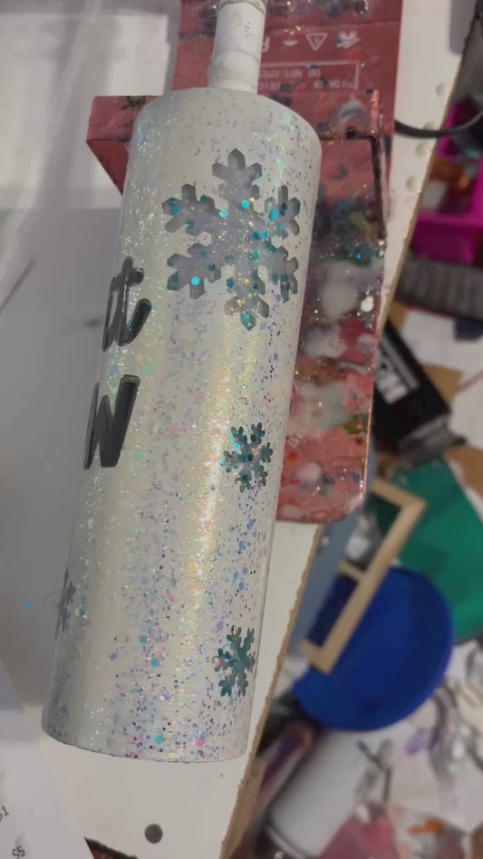 Let It Snow Snowglobe Tumbler – 20oz Winter Glitter Cup | Peak-a-Boo Snowflake Christmas Gift