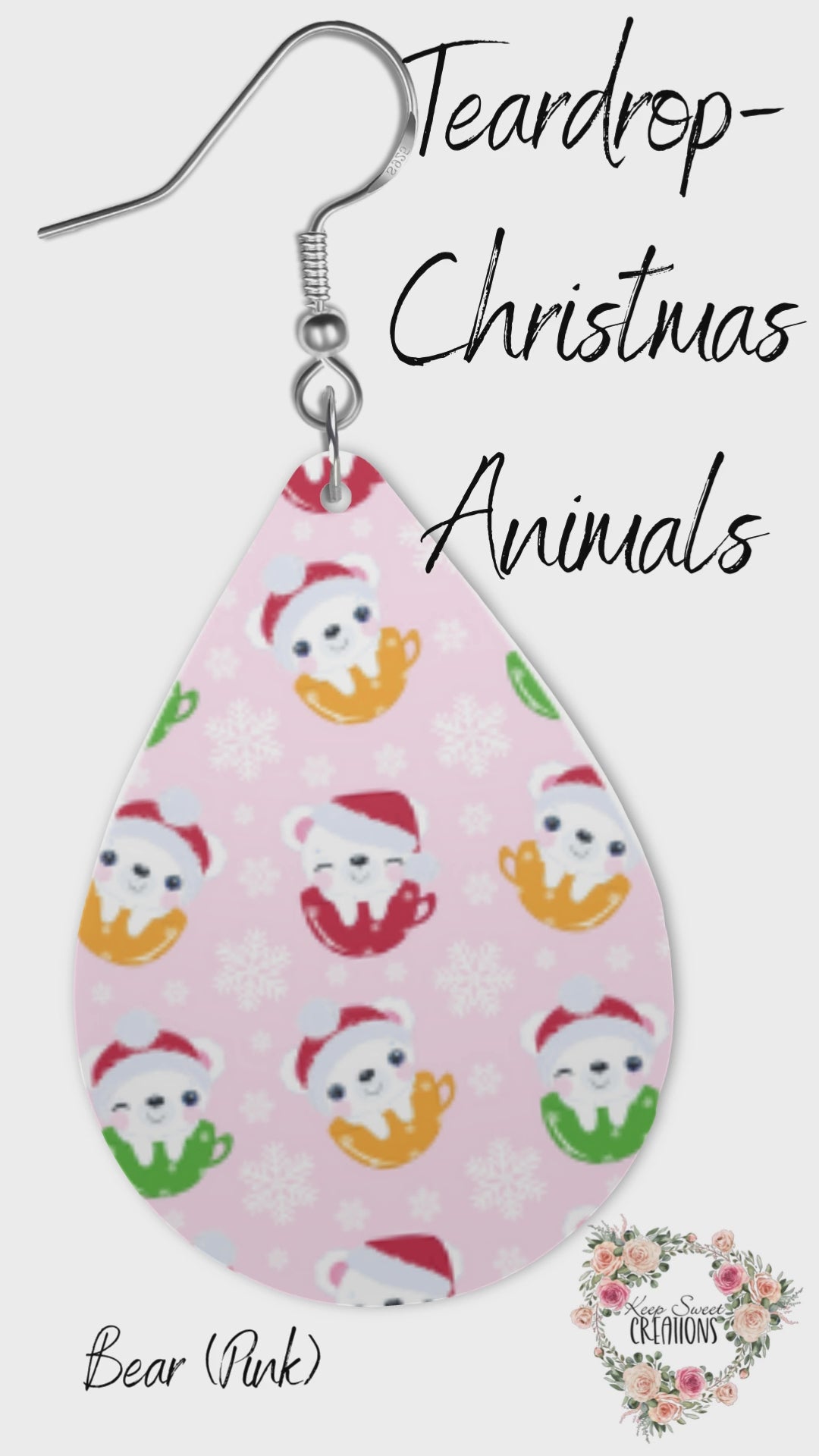Christmas Animal Teardrop Earrings – Festive Holiday Earrings for Animal Lovers