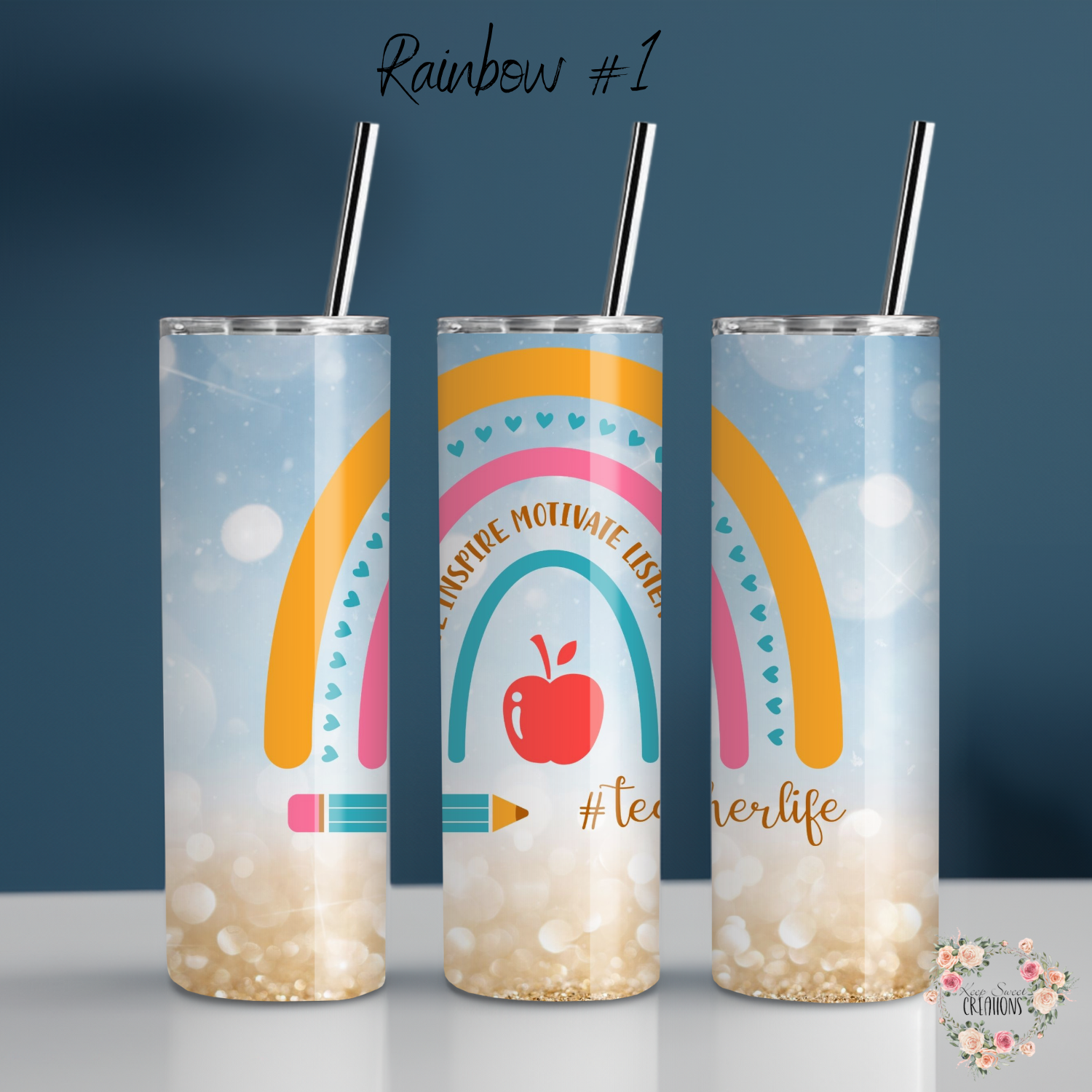 Rainbow Teacher Tumbler – Colorful Teacher Gift Collection
