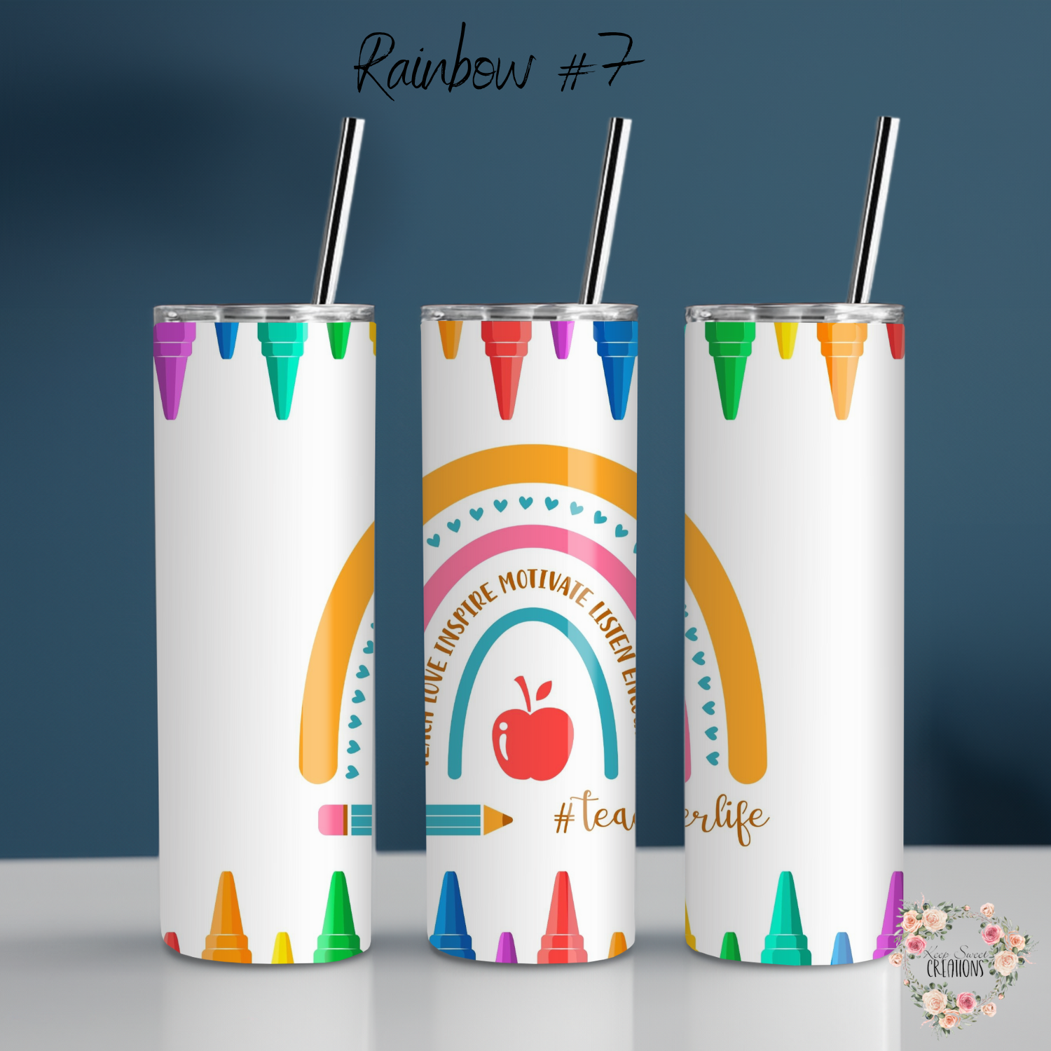Rainbow Teacher Tumbler – Colorful Teacher Gift Collection