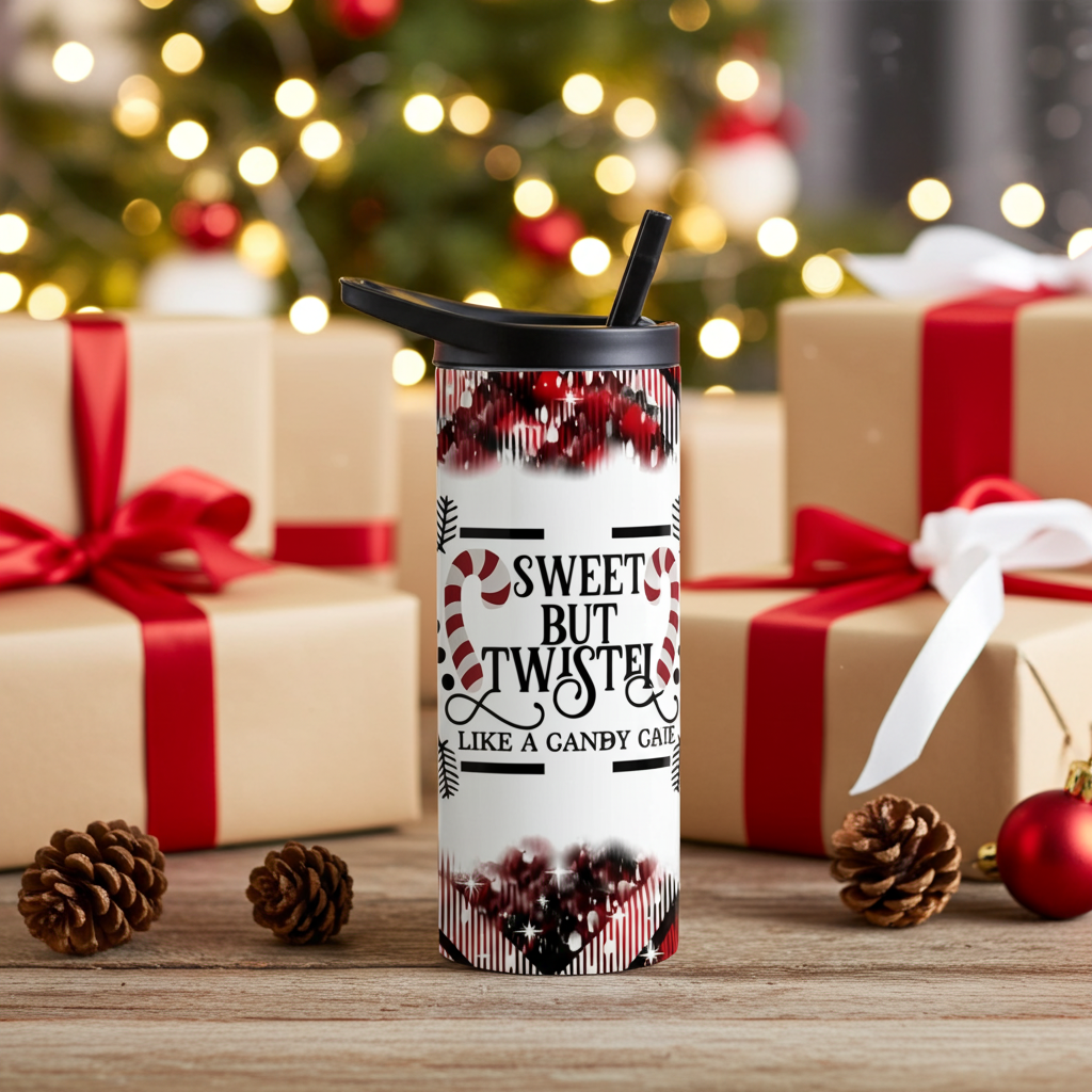 Sweet But Twisted Tumbler | Christmas Candy Cane Plaid Cup