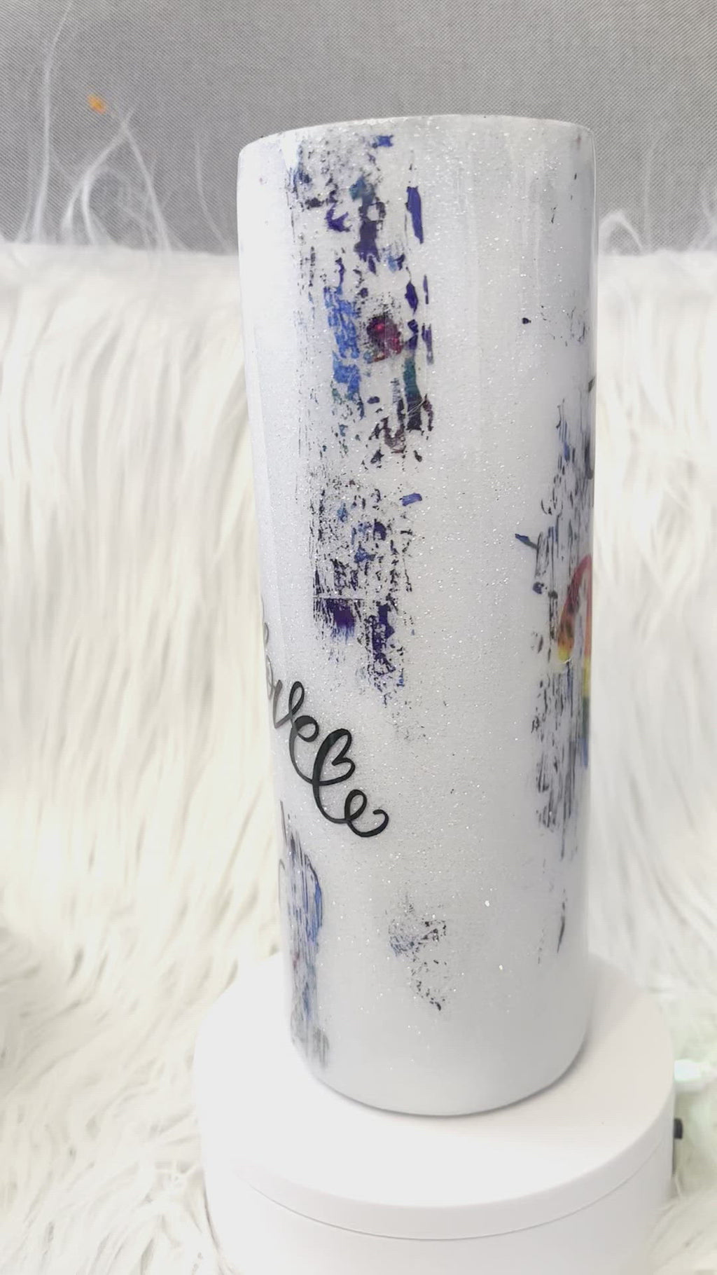 20 oz rainbow glitter pride tumbler with lid and straw