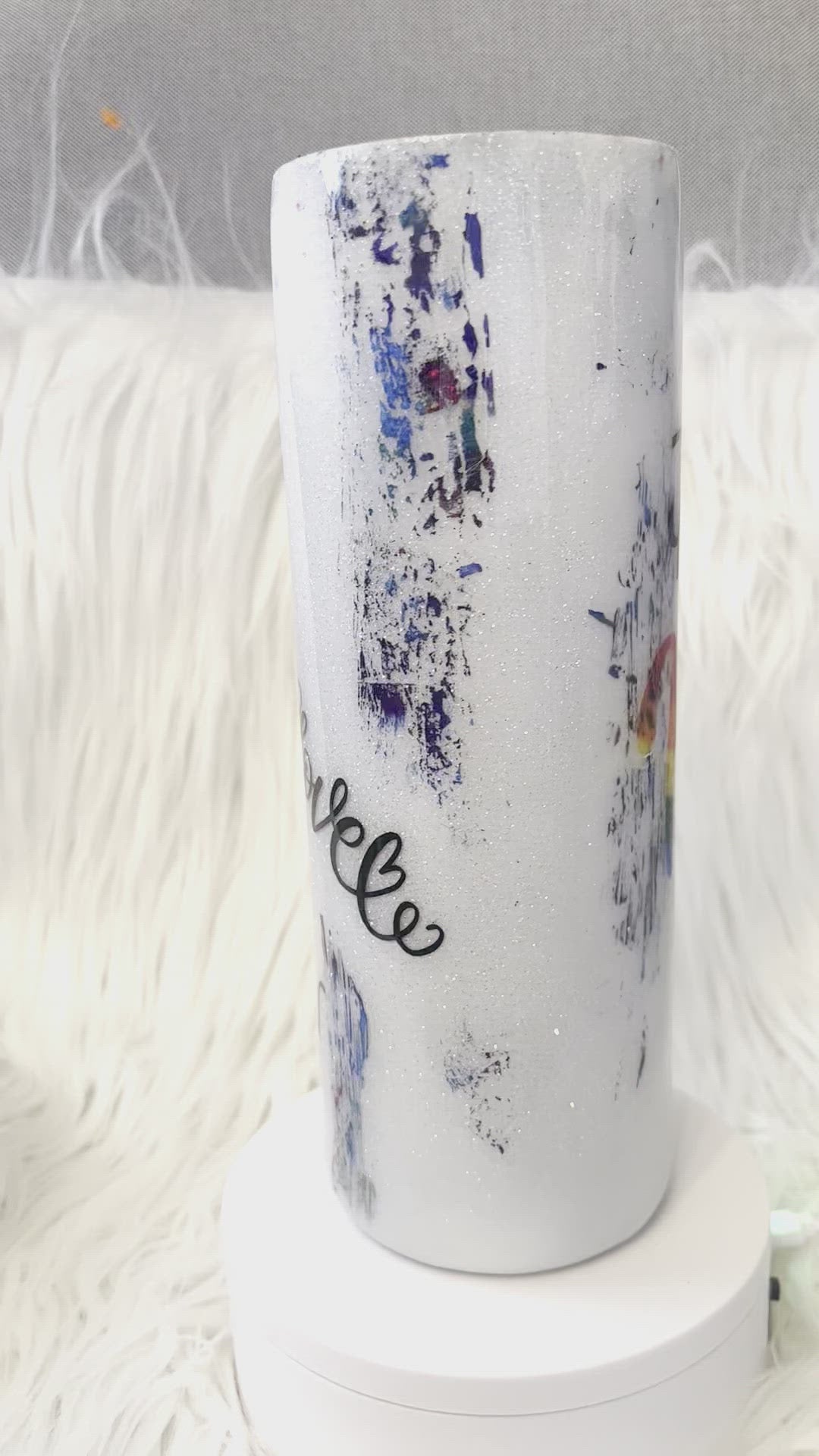 20 oz rainbow glitter pride tumbler with lid and straw